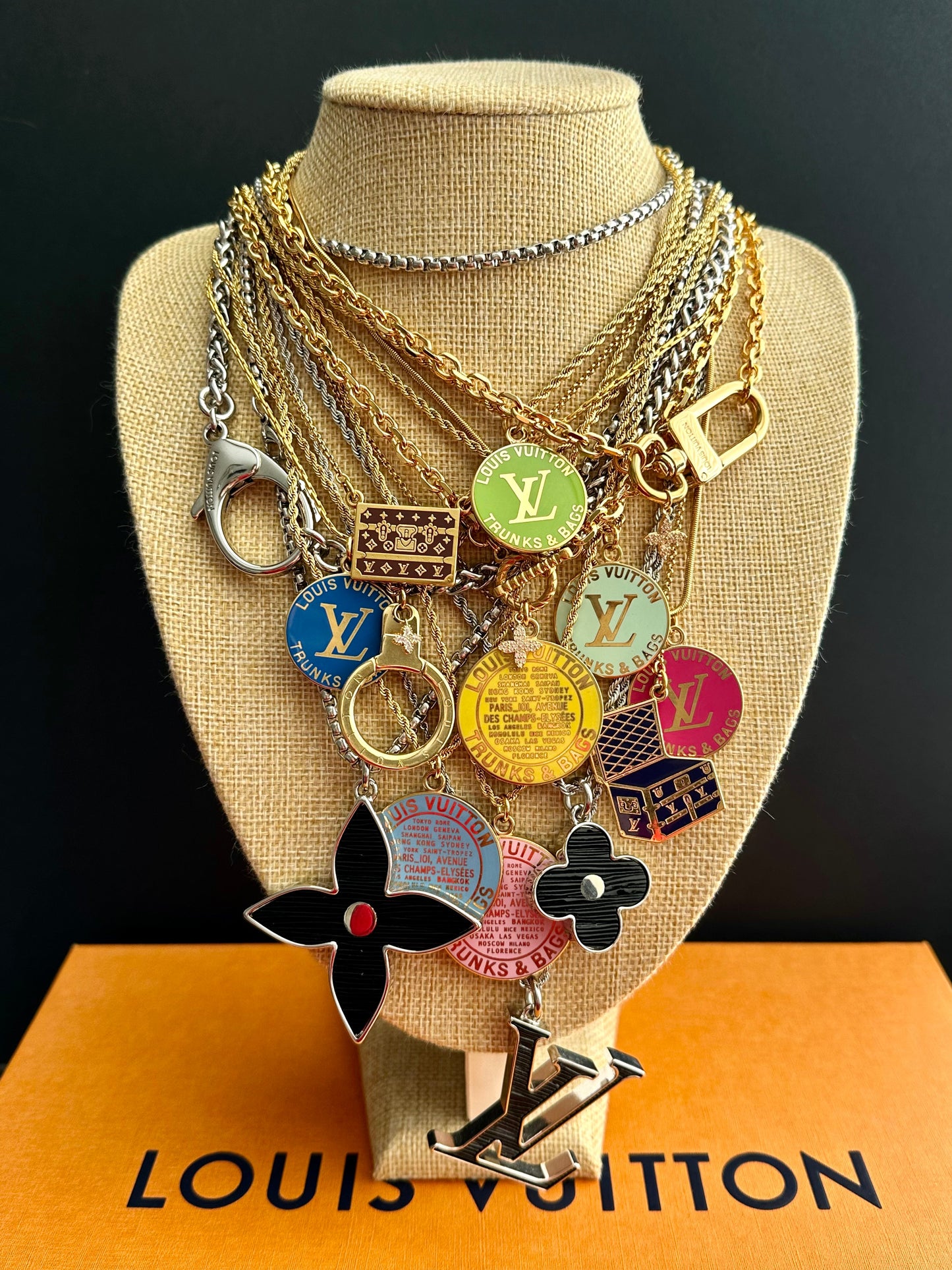 Baby Pink Huge Louis Vuitton TRUNK Authentic gold reworked Louis Vuitton Necklace - VERY rare!