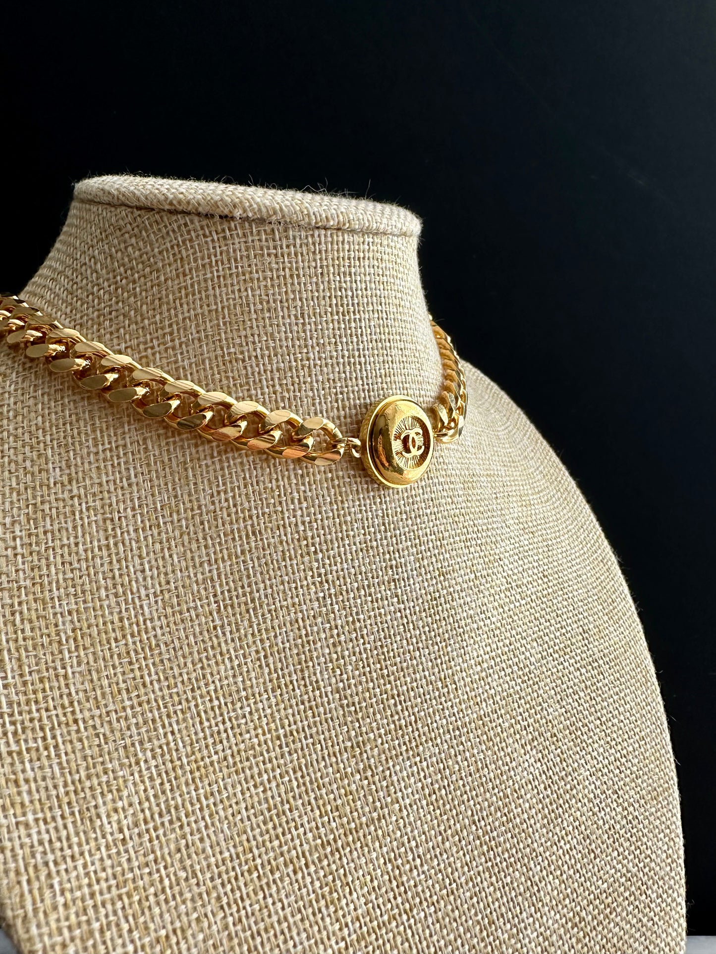 Authentic Vintage gold reworked button choker