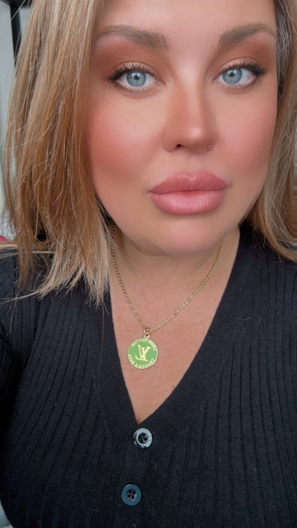 💚 Bright green Louis Vuitton TRUNK Authentic gold reworked Louis Vuitton Necklace - VERY rare!