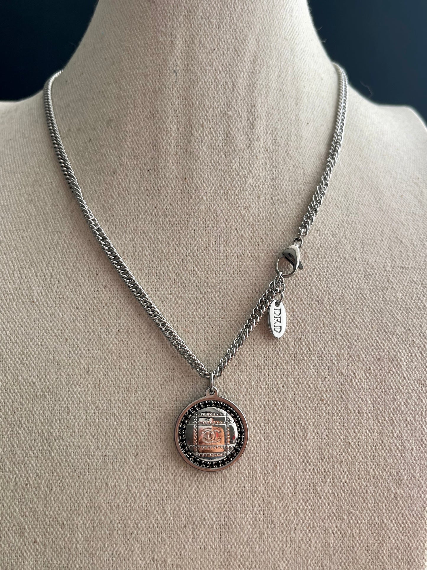 Authentic Reworked silver Button Necklace