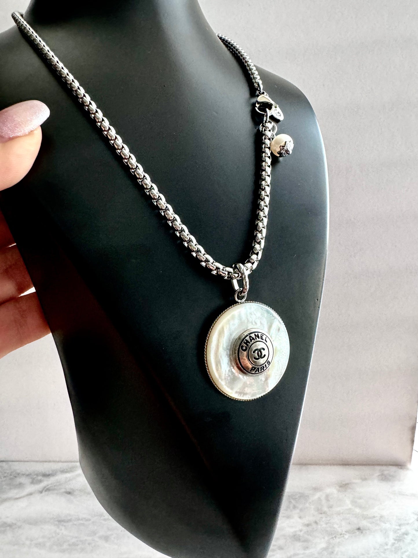 MOTHER OF PEARL One of a kind Authentic Reworked button necklace