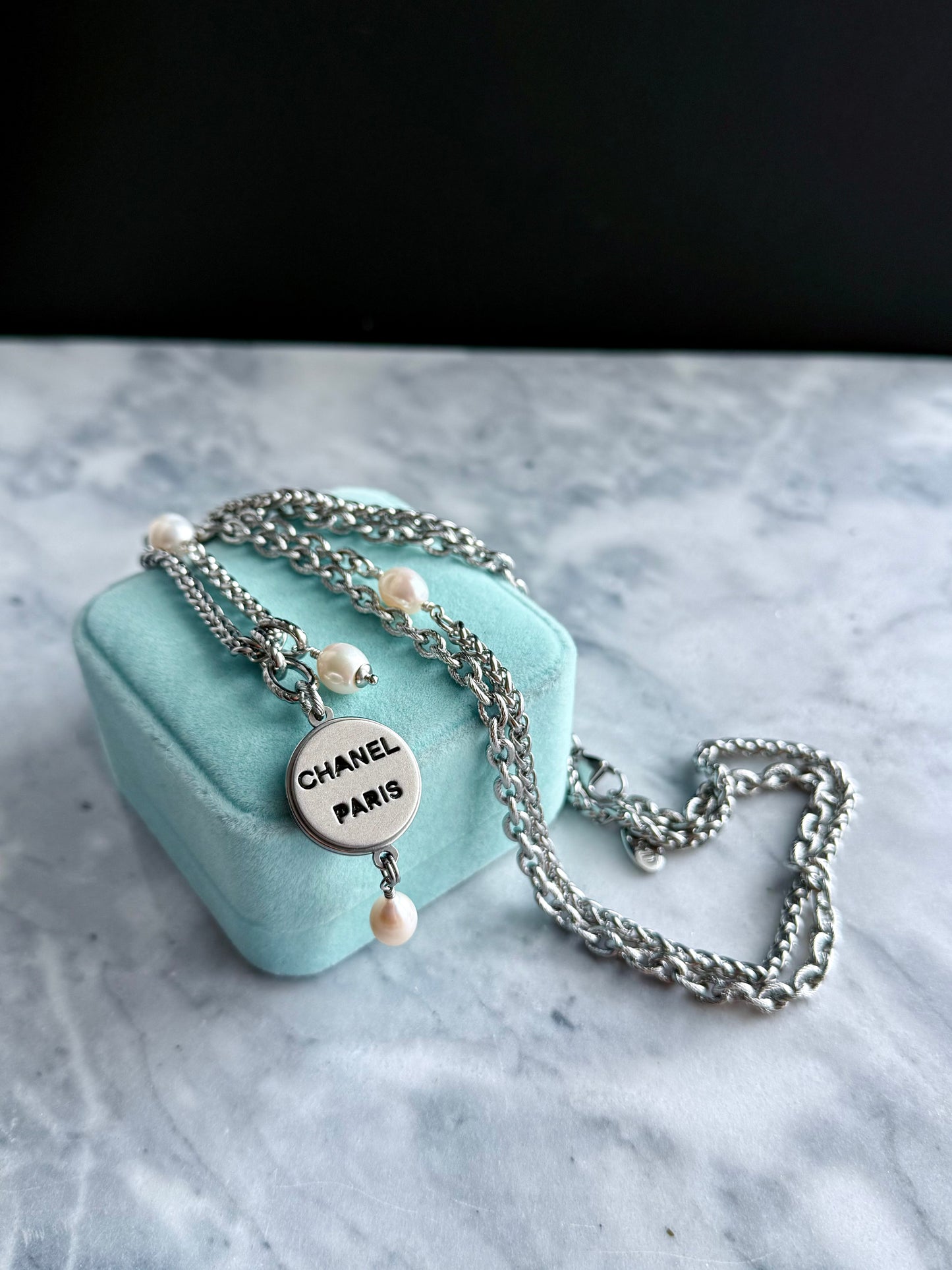 🤍 ONE OF A KIND - Authentic Reworked silver Button Double wrap Necklace