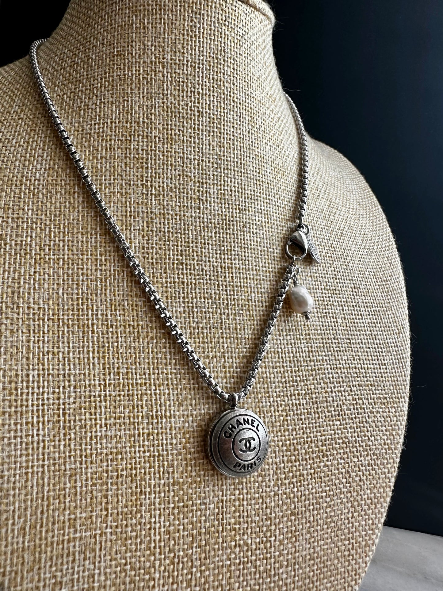 Authentic Reworked ANTIQUE silver Button Necklace