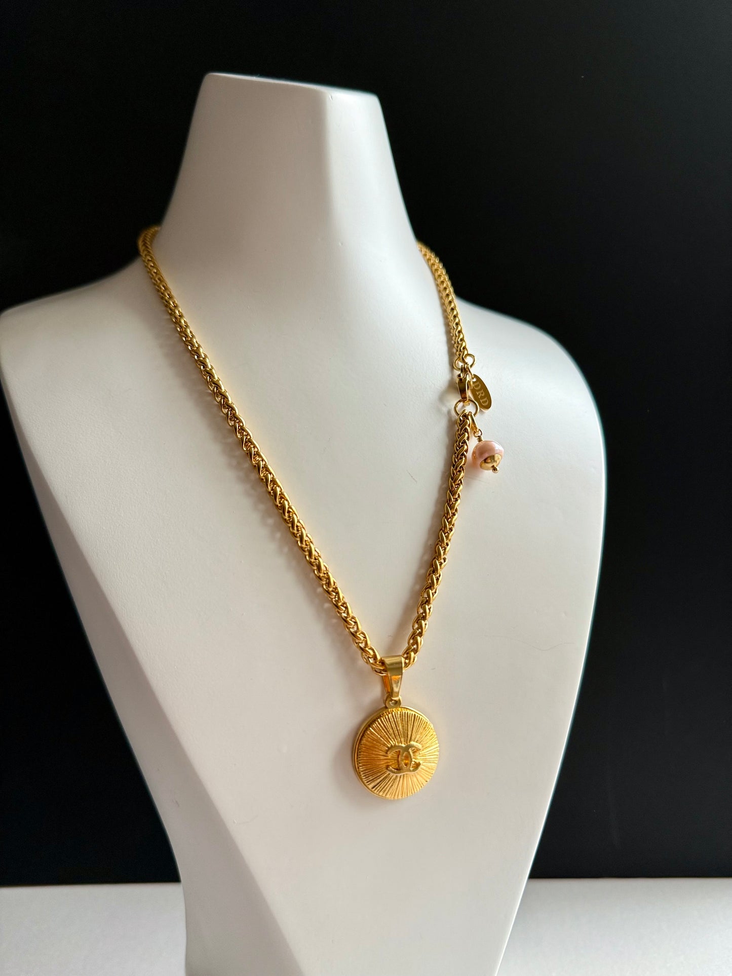 Vintage Authentic reworked Gold button Necklace