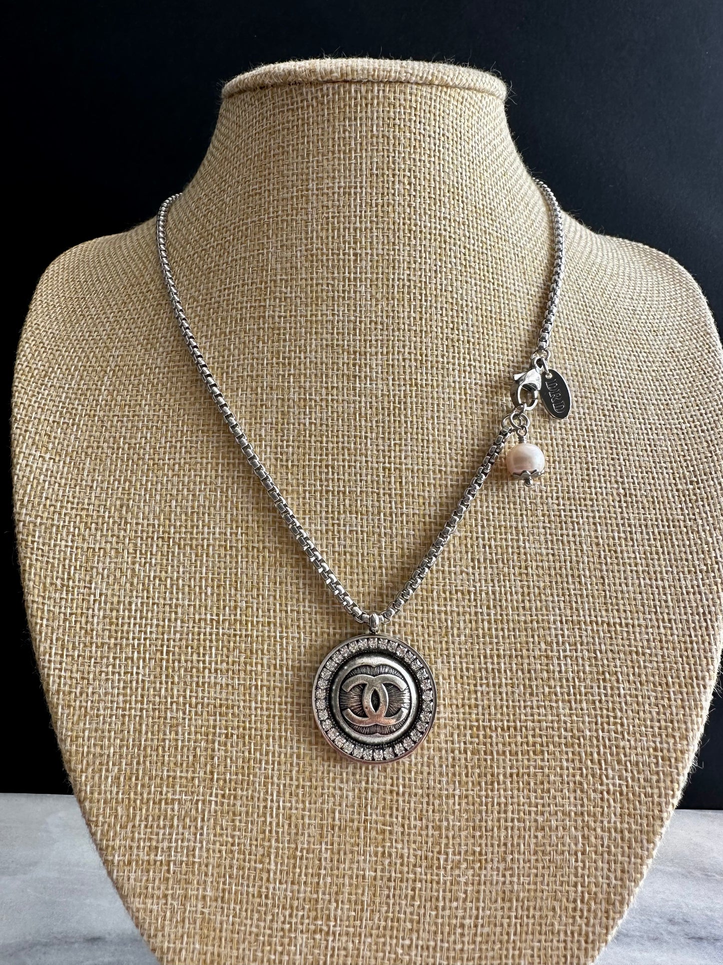 Authentic Reworked silver Button Necklace