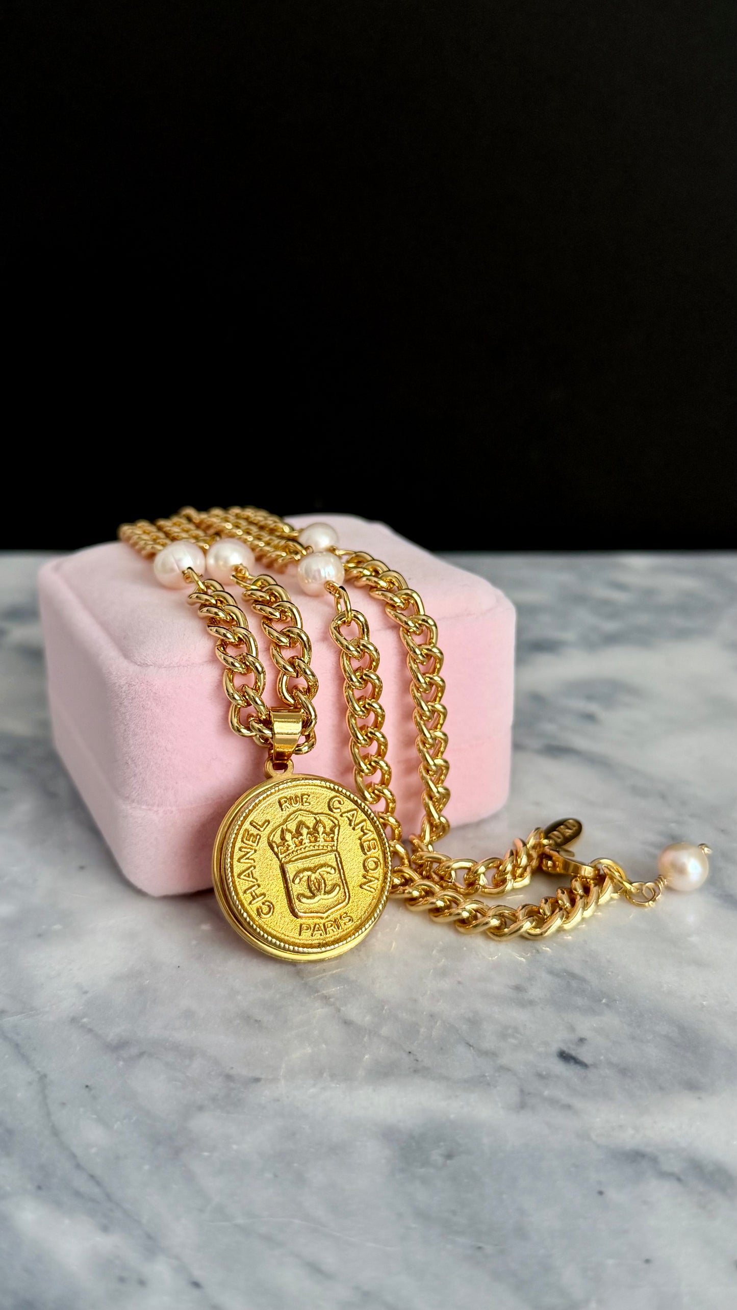 Extremely rare Authentic Reworked gold Button Necklace