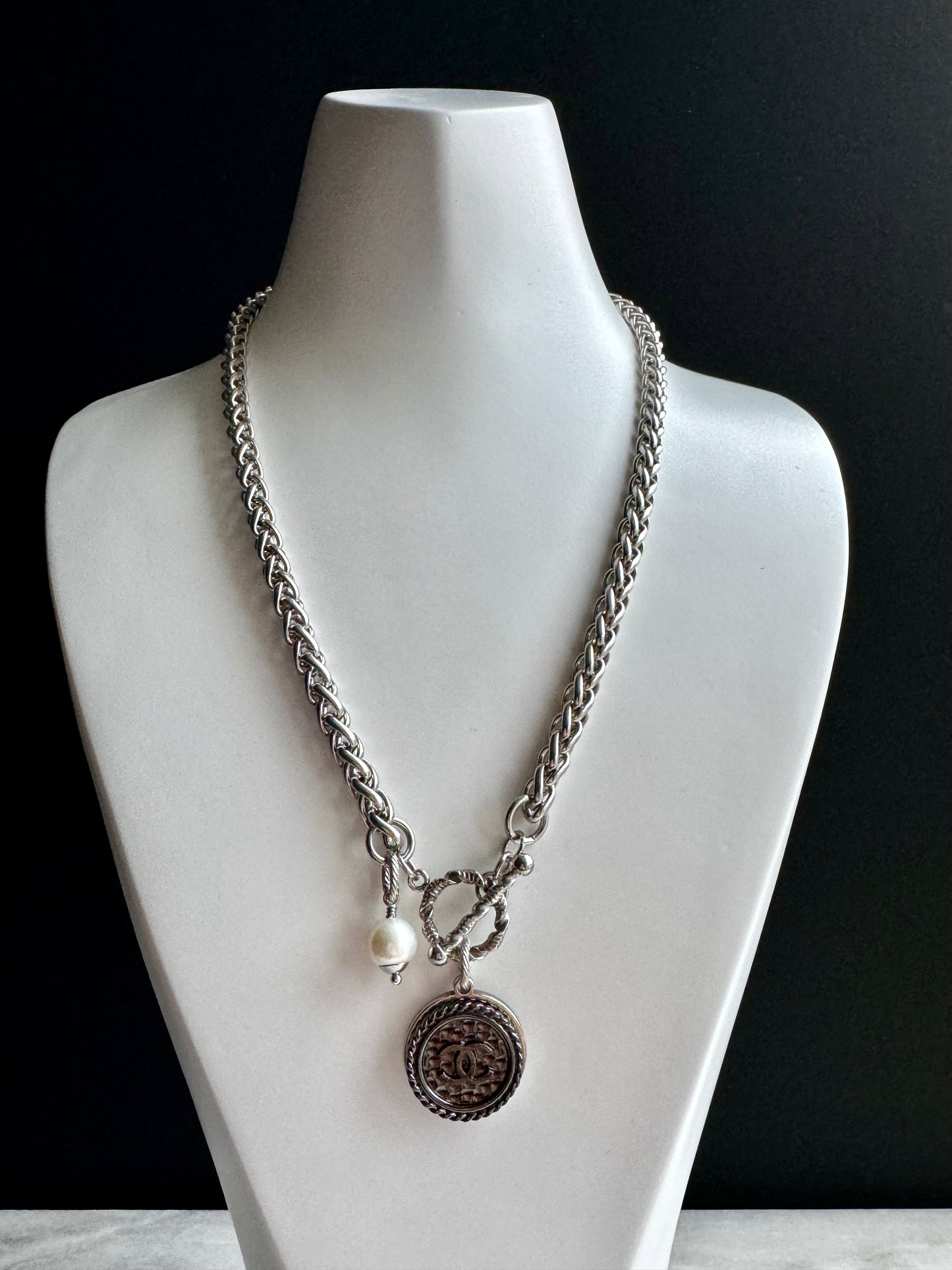 Extremely rare Authentic Reworked silver Button Necklace