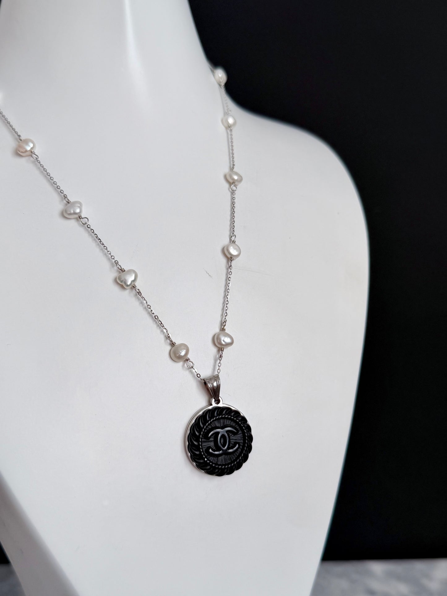 🖤 One of a kind delicate Authentic Reworked button necklace
