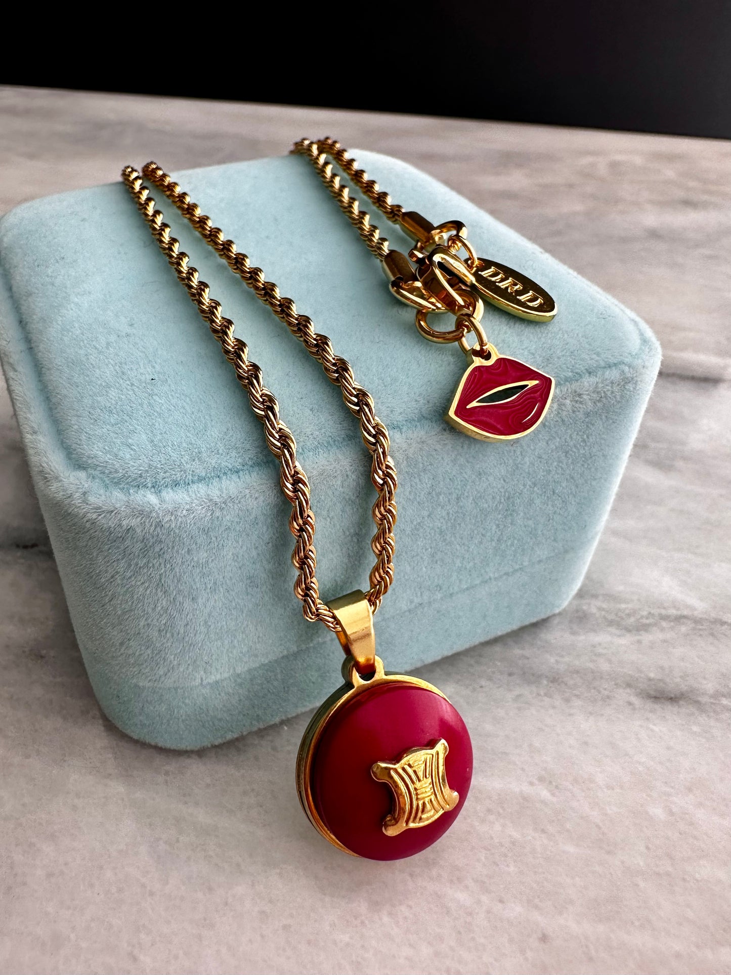 ❤️ Vintage Authentic reworked Celine Gold button Necklace