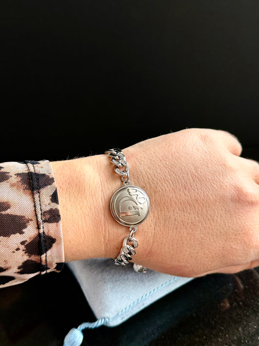 ✨ONE OF A KIND silver reworked button bracelet • large unique non tarnish chain