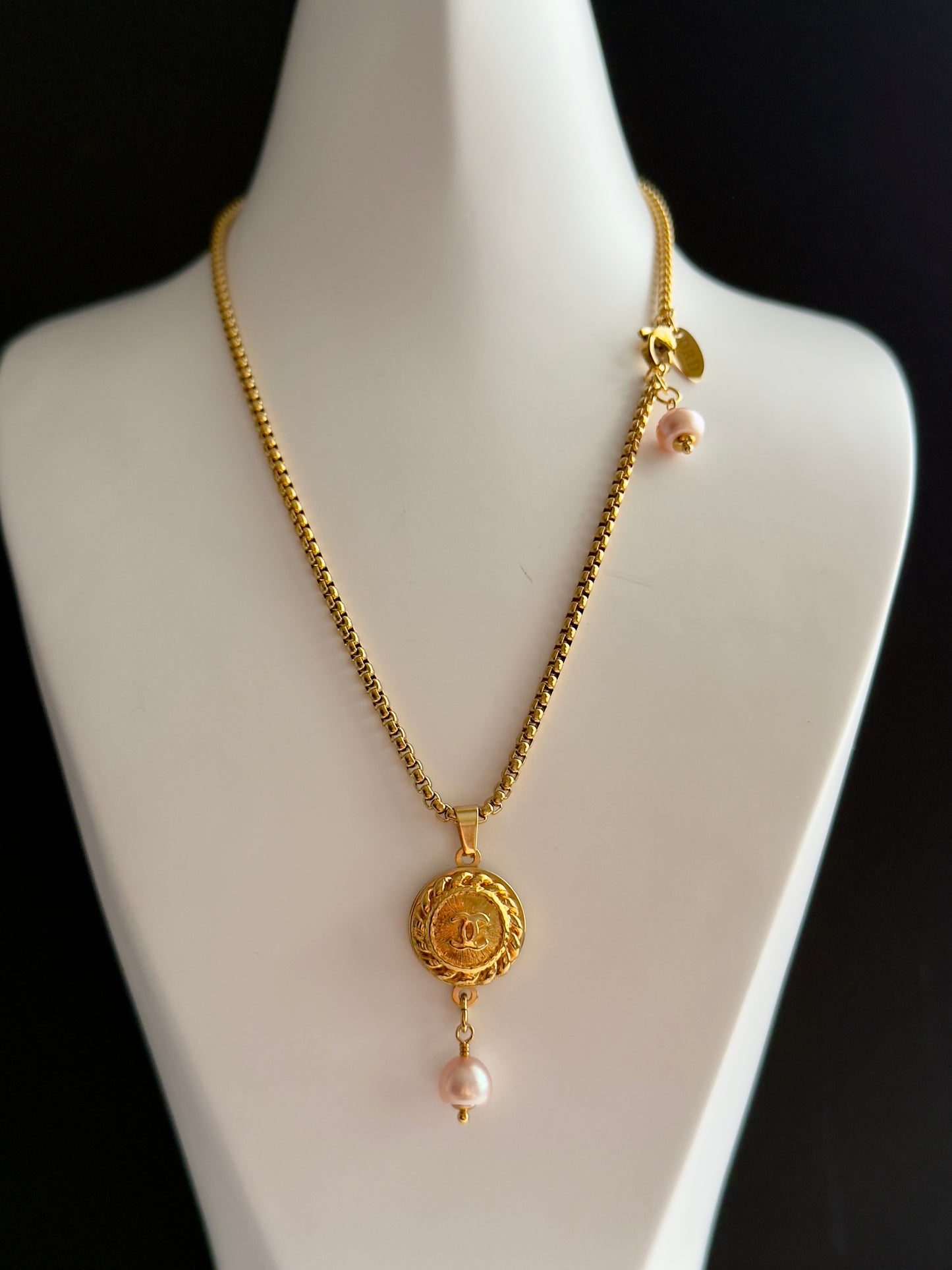 Vintage Authentic reworked Gold button Necklace