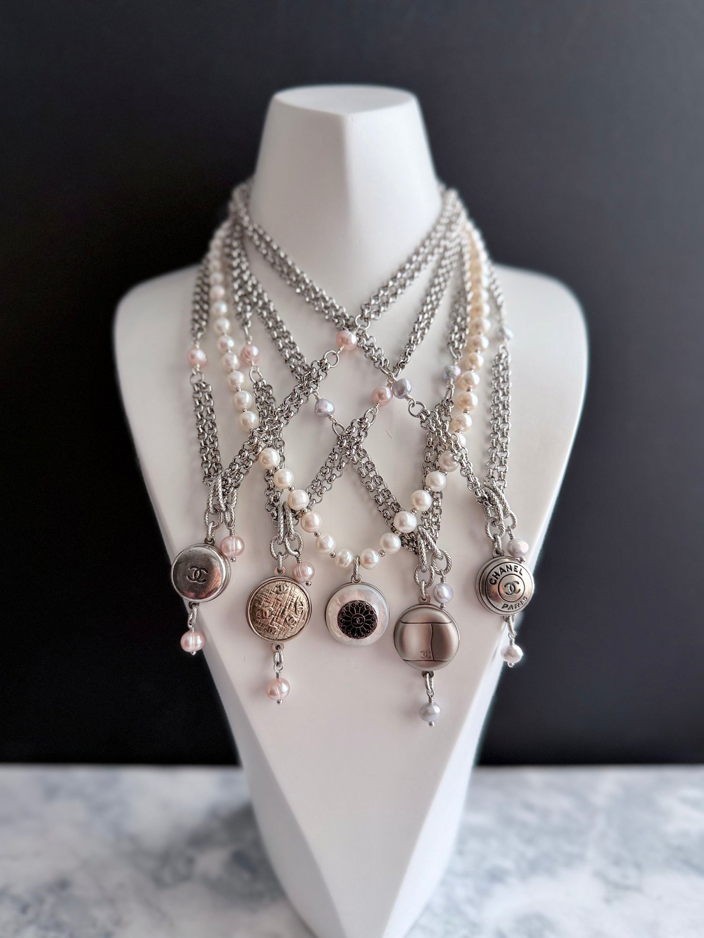 🤍 ONE OF A KIND - Authentic Button genuine pearl Necklace
