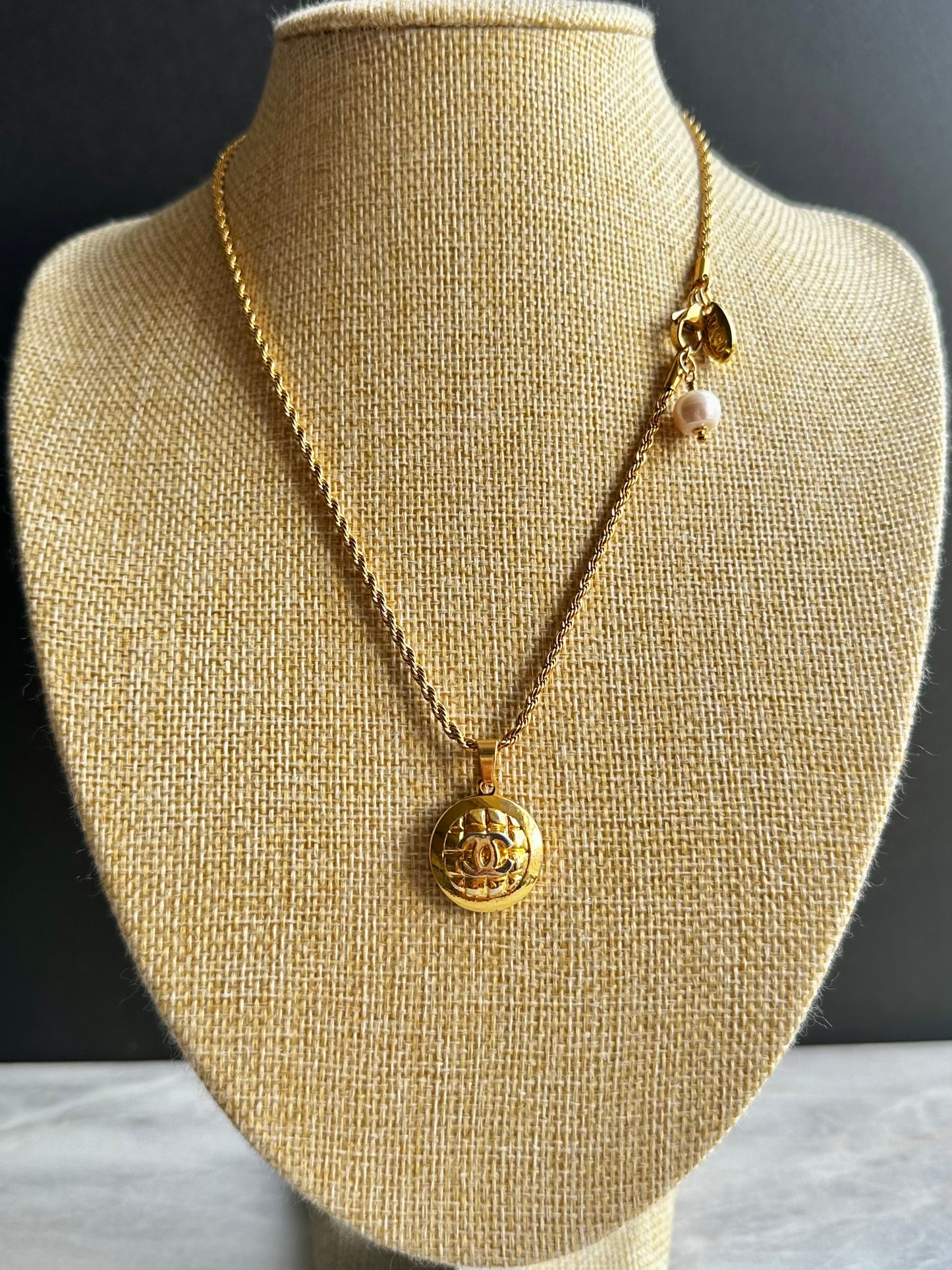 Super rare Vintage Authentic reworked Gold button Necklace