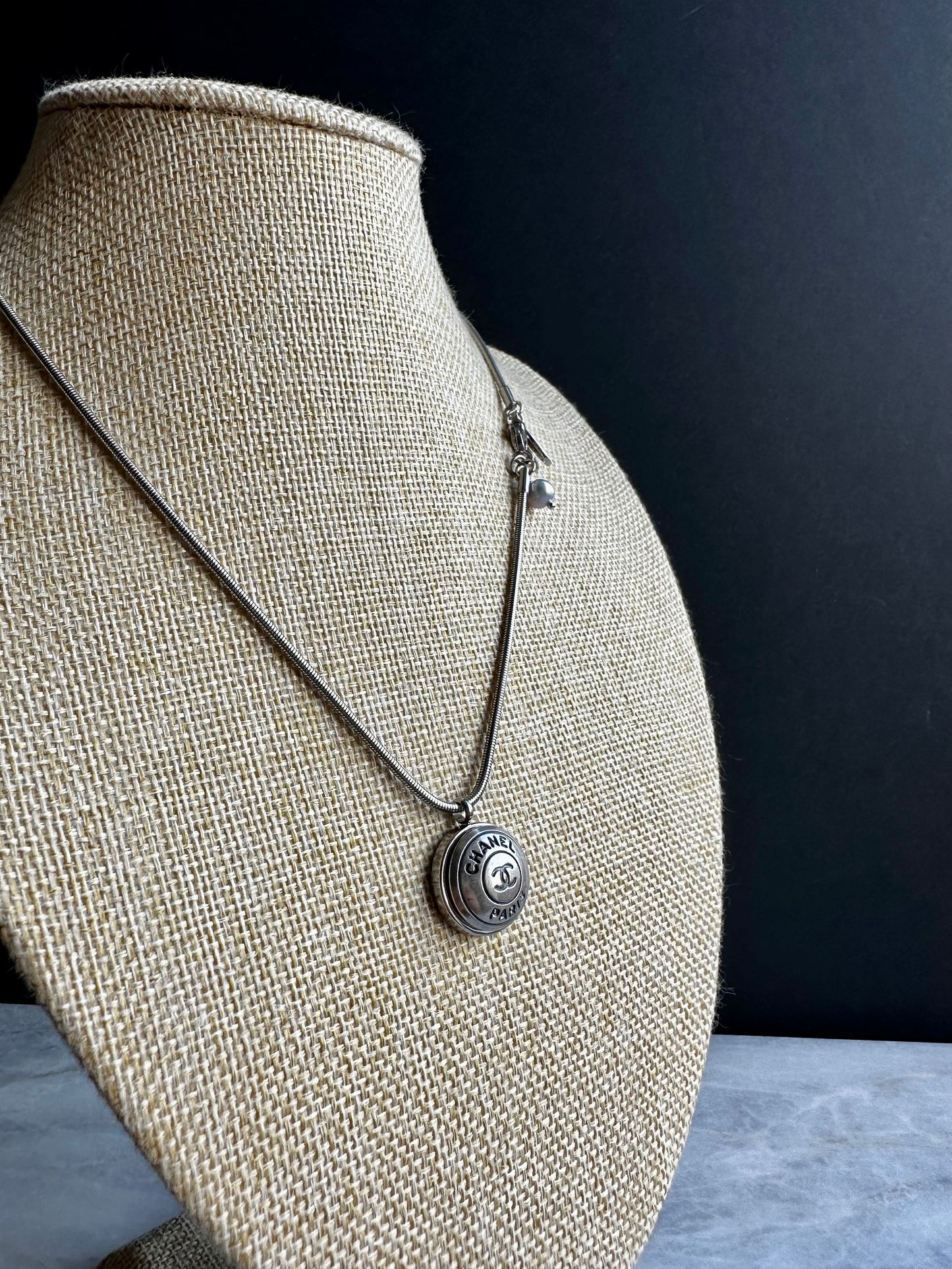 Authentic Reworked silver Button Necklace