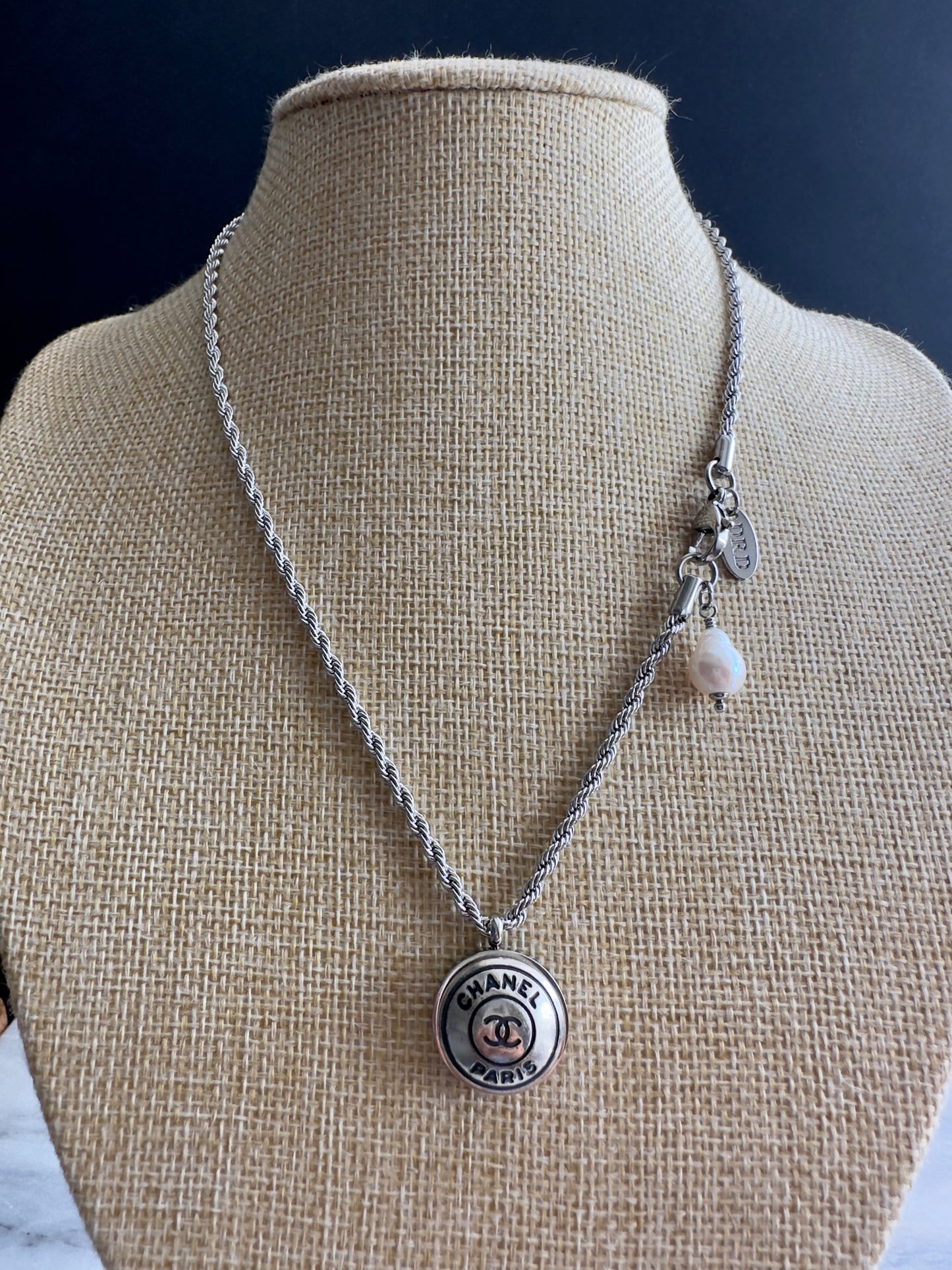 Authentic Reworked silver Button Necklace