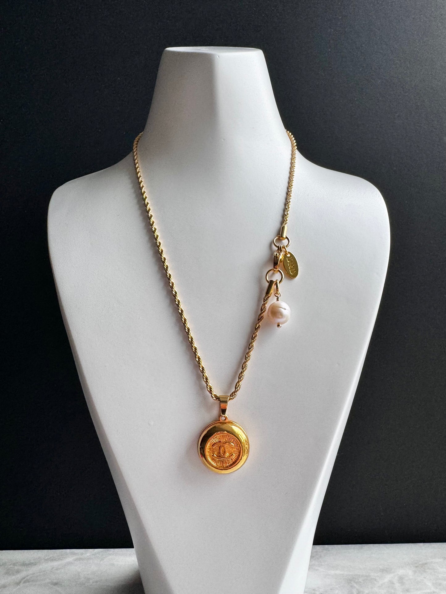 Vintage Authentic reworked Gold button Necklace