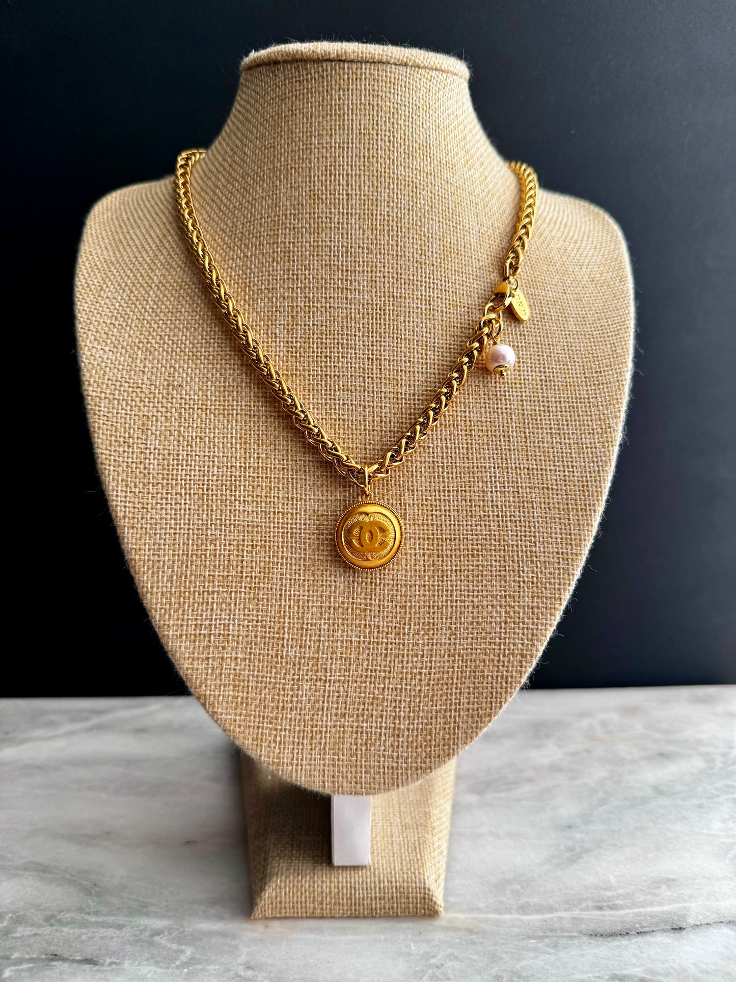 SUPER RARE Vintage Authentic reworked Gold button Necklace