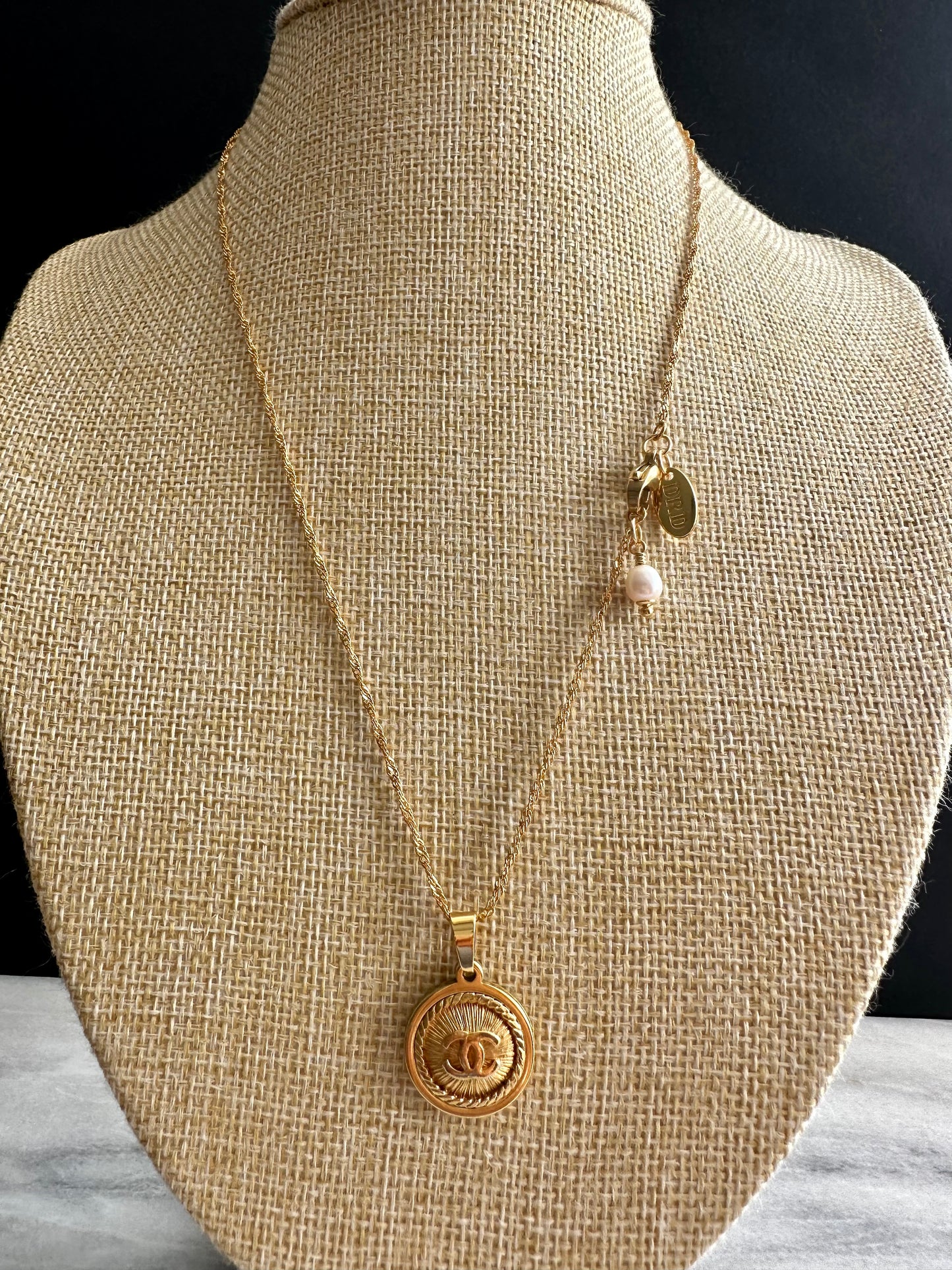 Vintage Authentic reworked Gold button Necklace