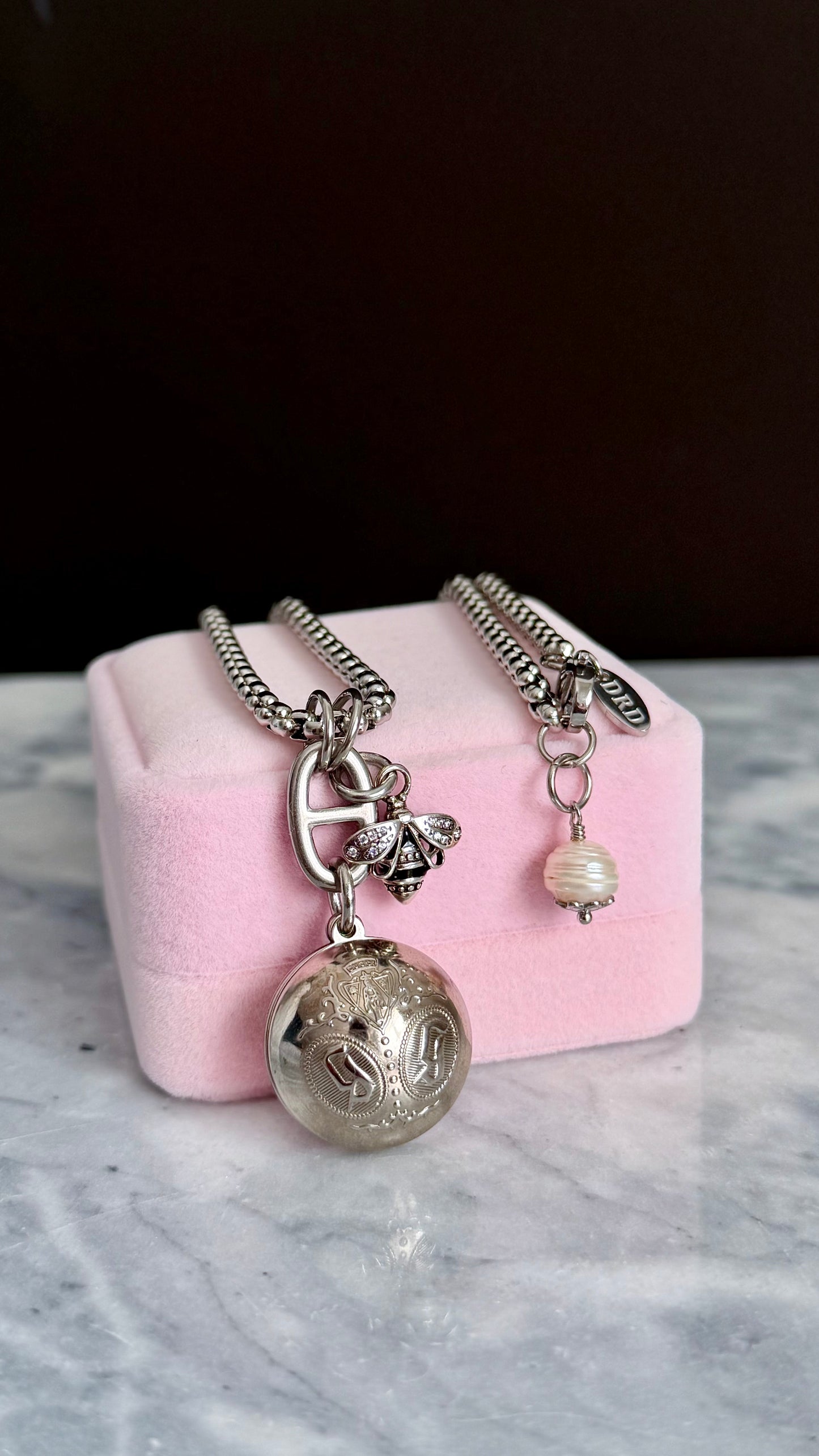 🐝 Vintage Silver Gucci charm chain necklace • high quality