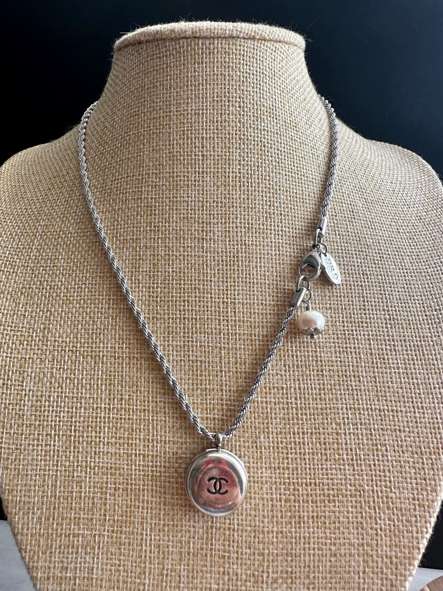 Authentic Reworked silver Button Necklace