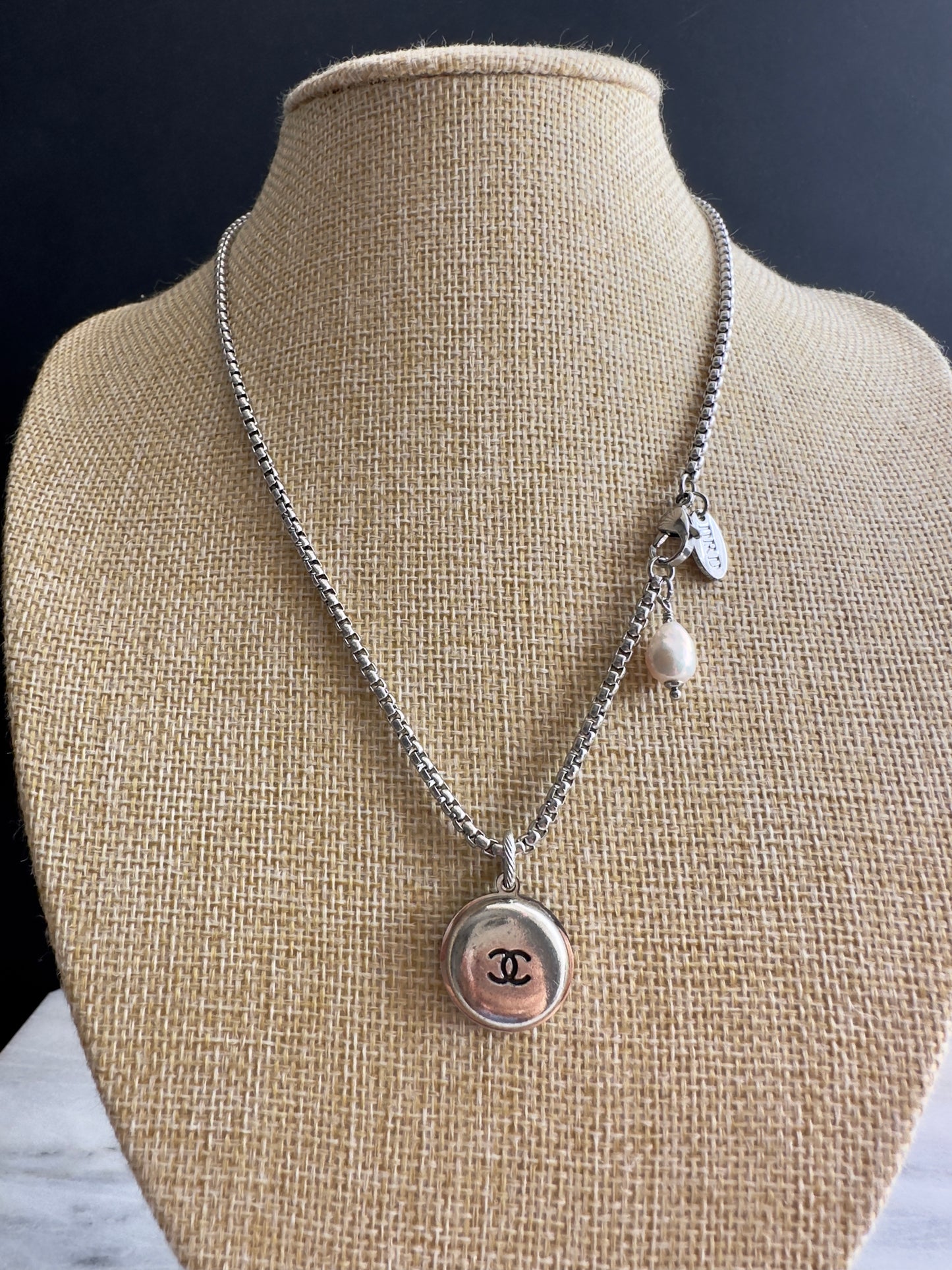 Authentic Reworked silver Button Necklace