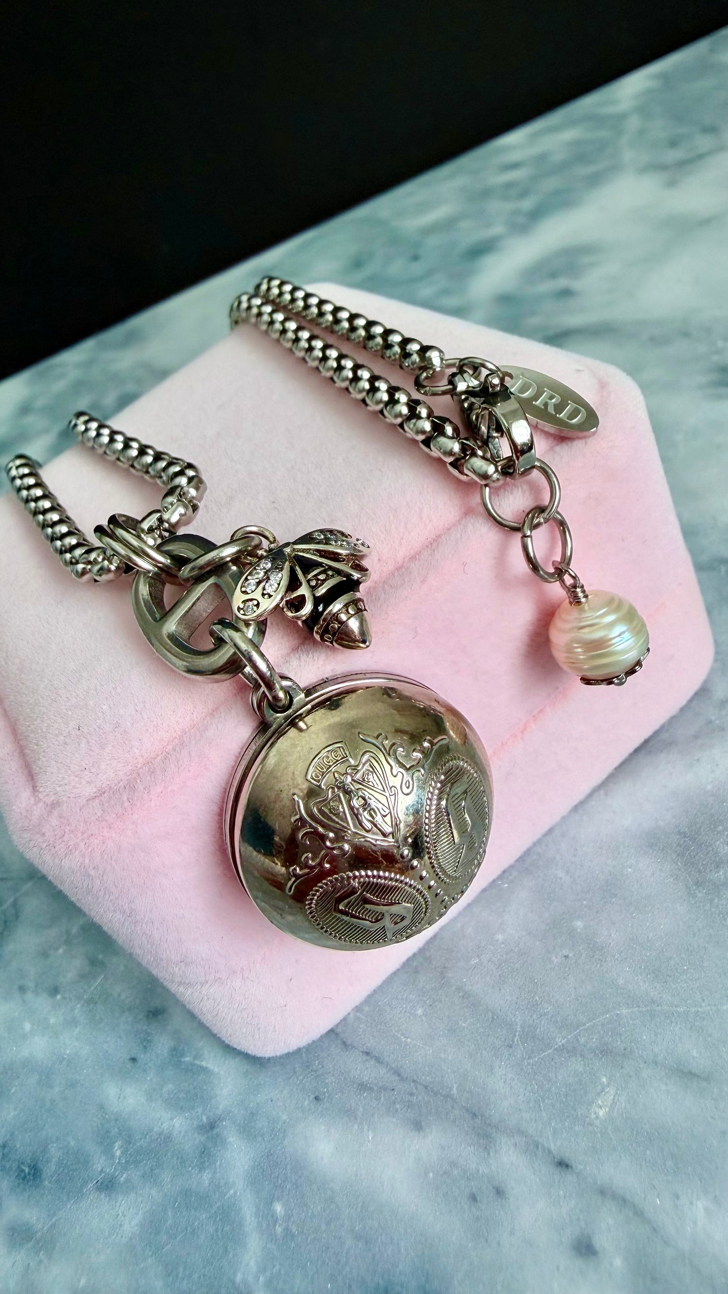 🐝 Vintage Silver Gucci charm chain necklace • high quality