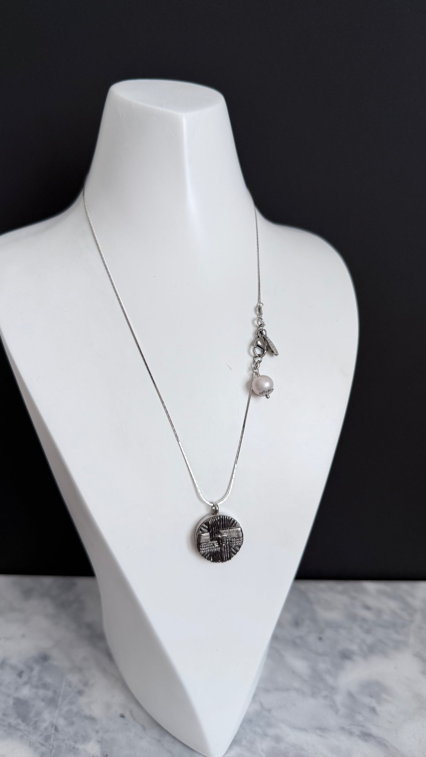 🖤 Reworked Authentic sterling silver button necklace with sterling silver chain