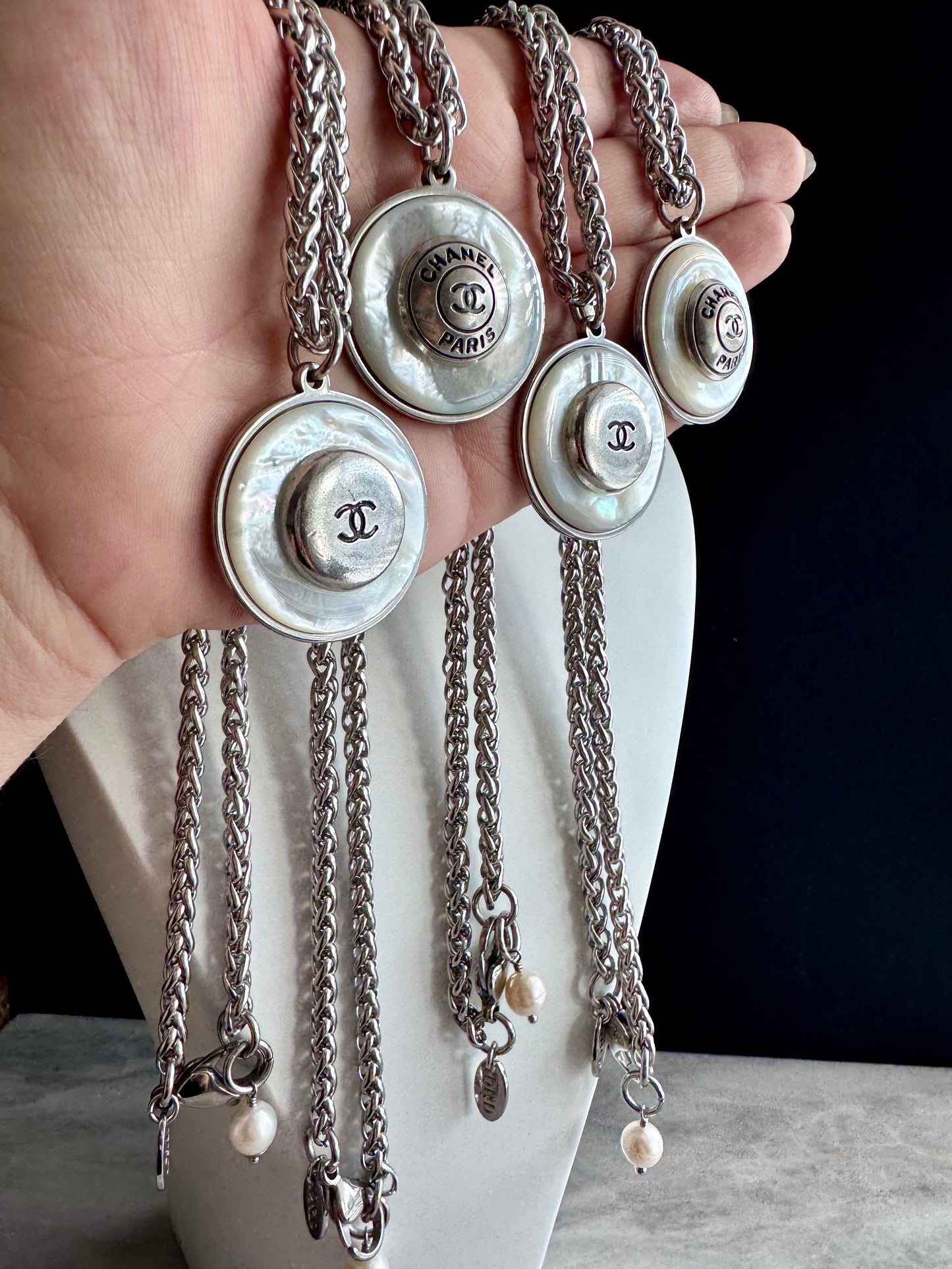 MOTHER OF PEARL One of a kind Authentic Reworked button necklace