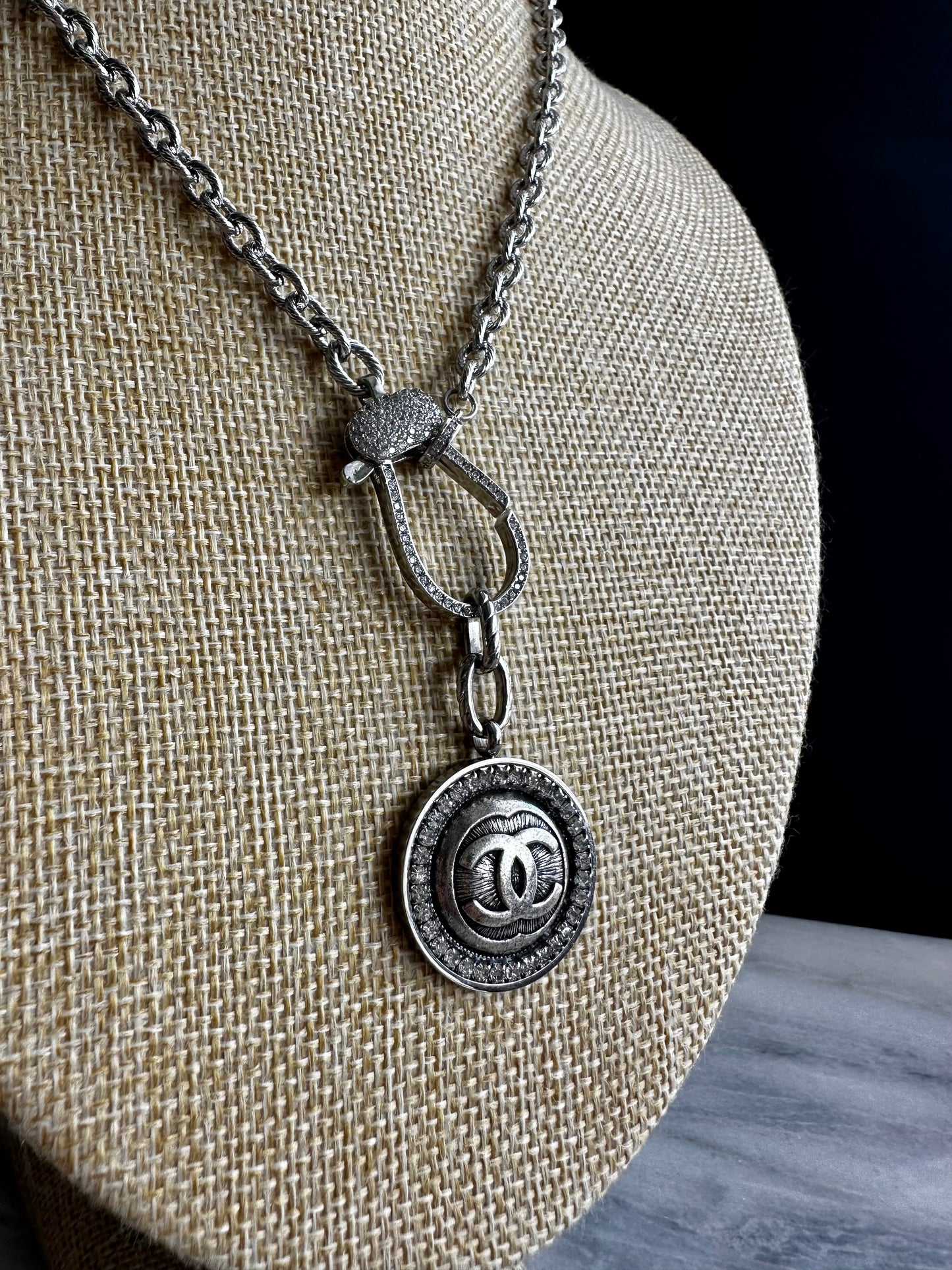 Authentic Reworked silver Button Necklace