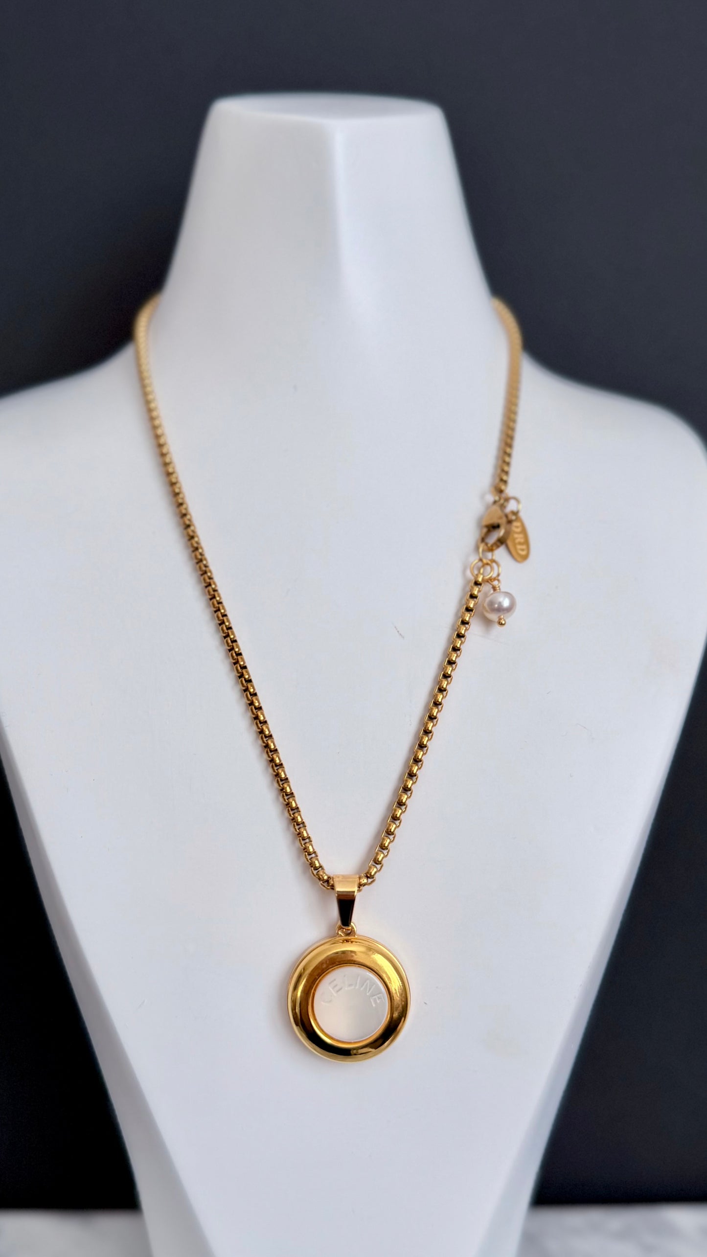 🤍 Vintage Authentic reworked Celine Gold button Necklace - Medium size version