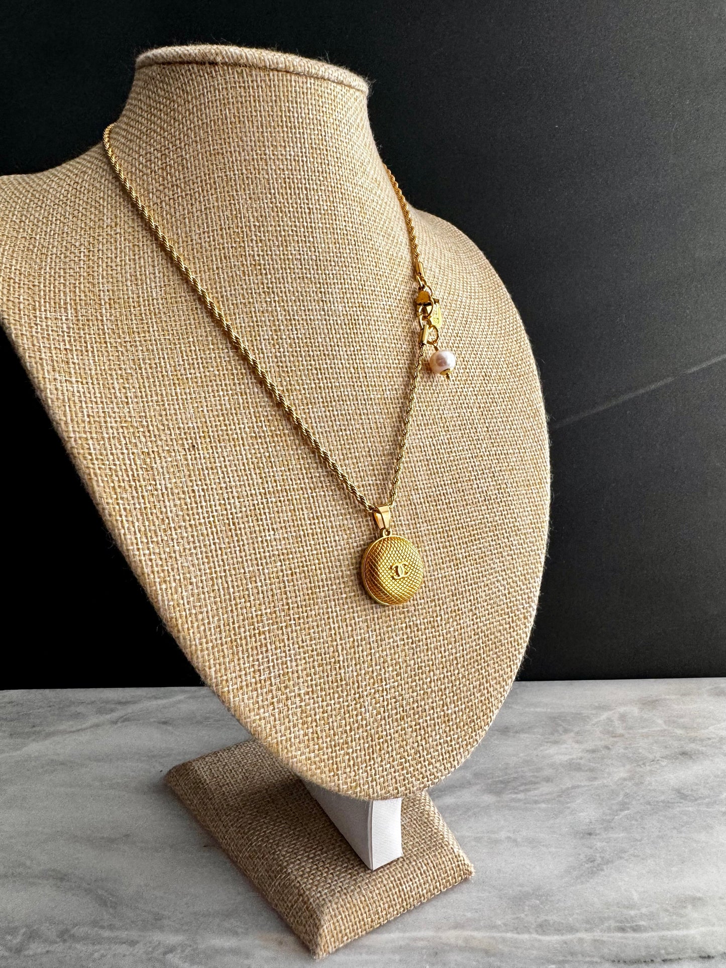 Vintage Authentic reworked Gold button Necklace