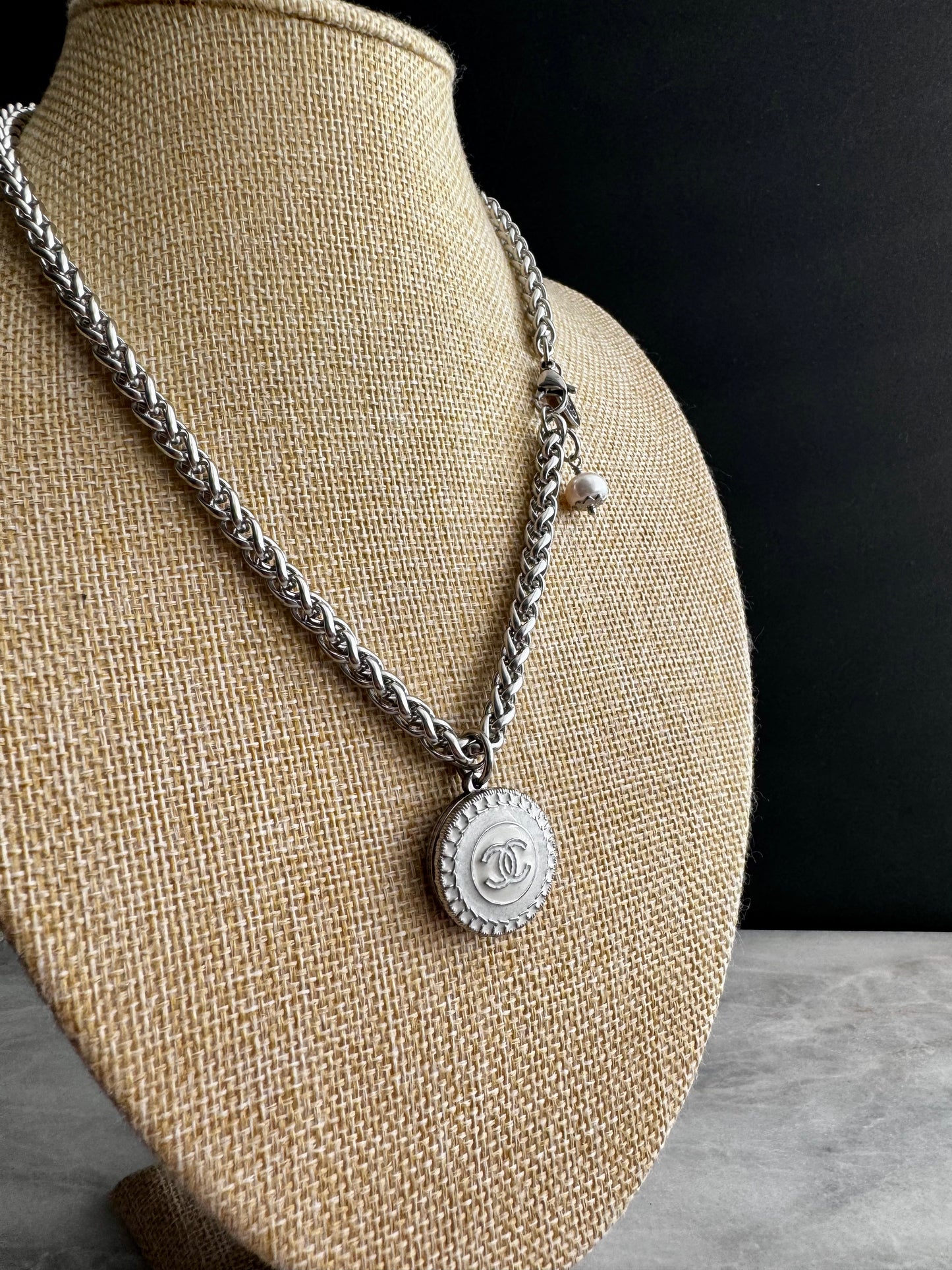 Extremely rare Authentic Reworked silver Button Necklace