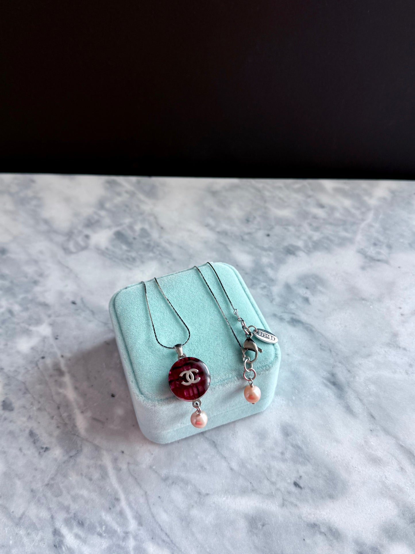 🩷 Reworked Authentic sterling silver button necklace with pink pearls