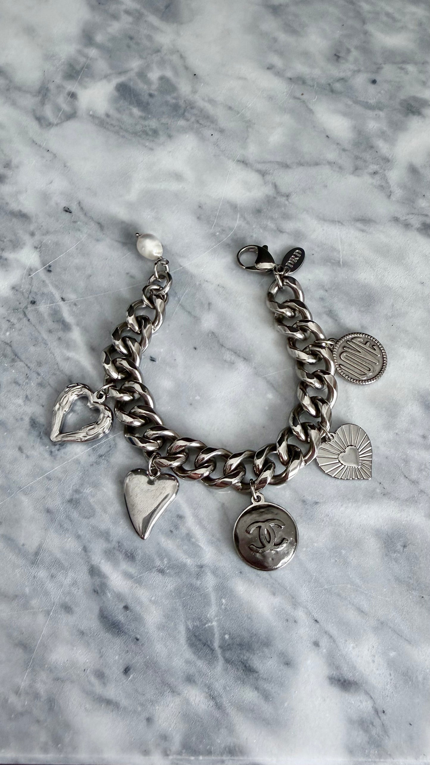 Silver Charm chunky Authentic Reworked button bracelet