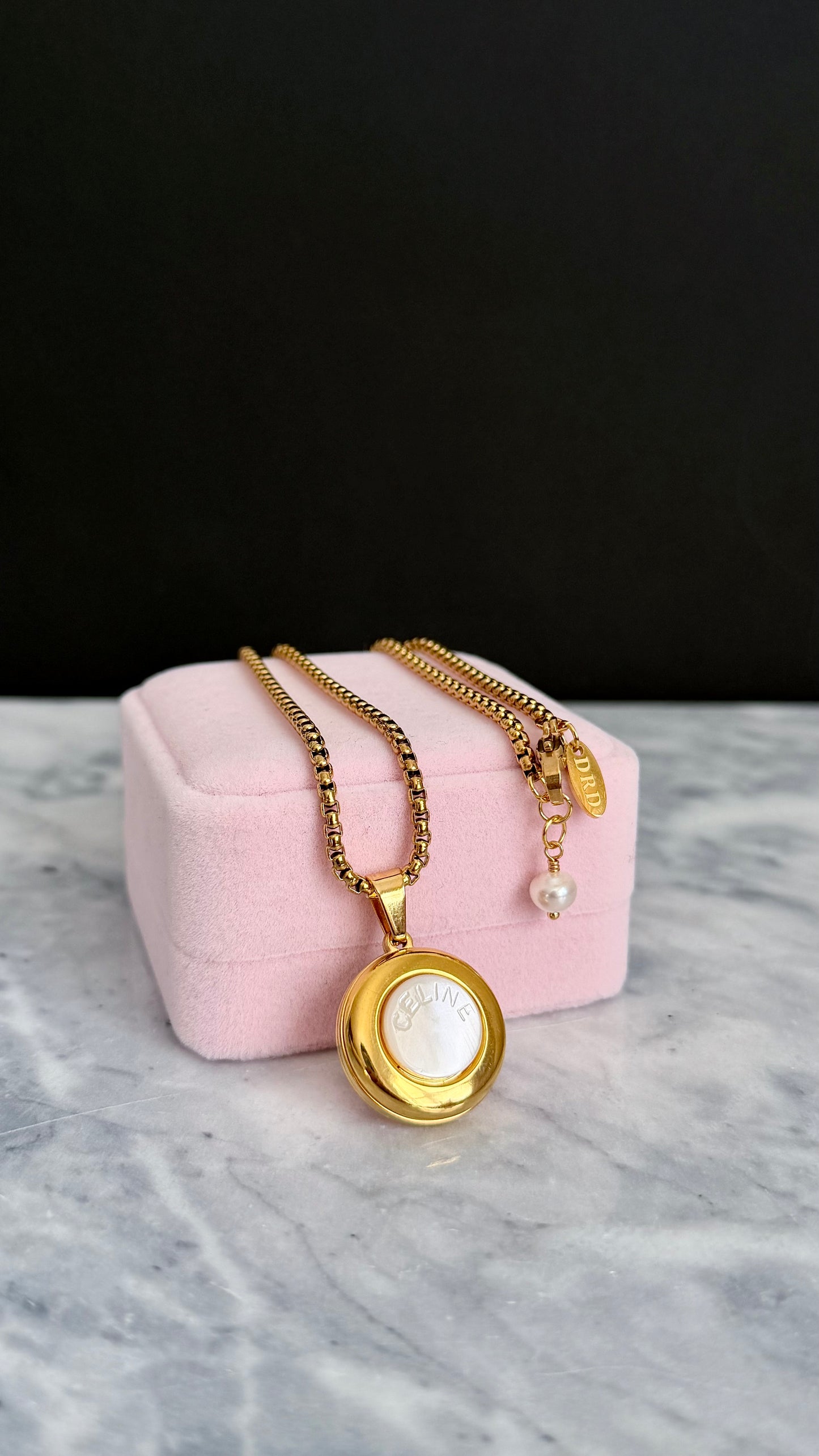 🤍 Vintage Authentic reworked Celine Gold button Necklace - Medium size version