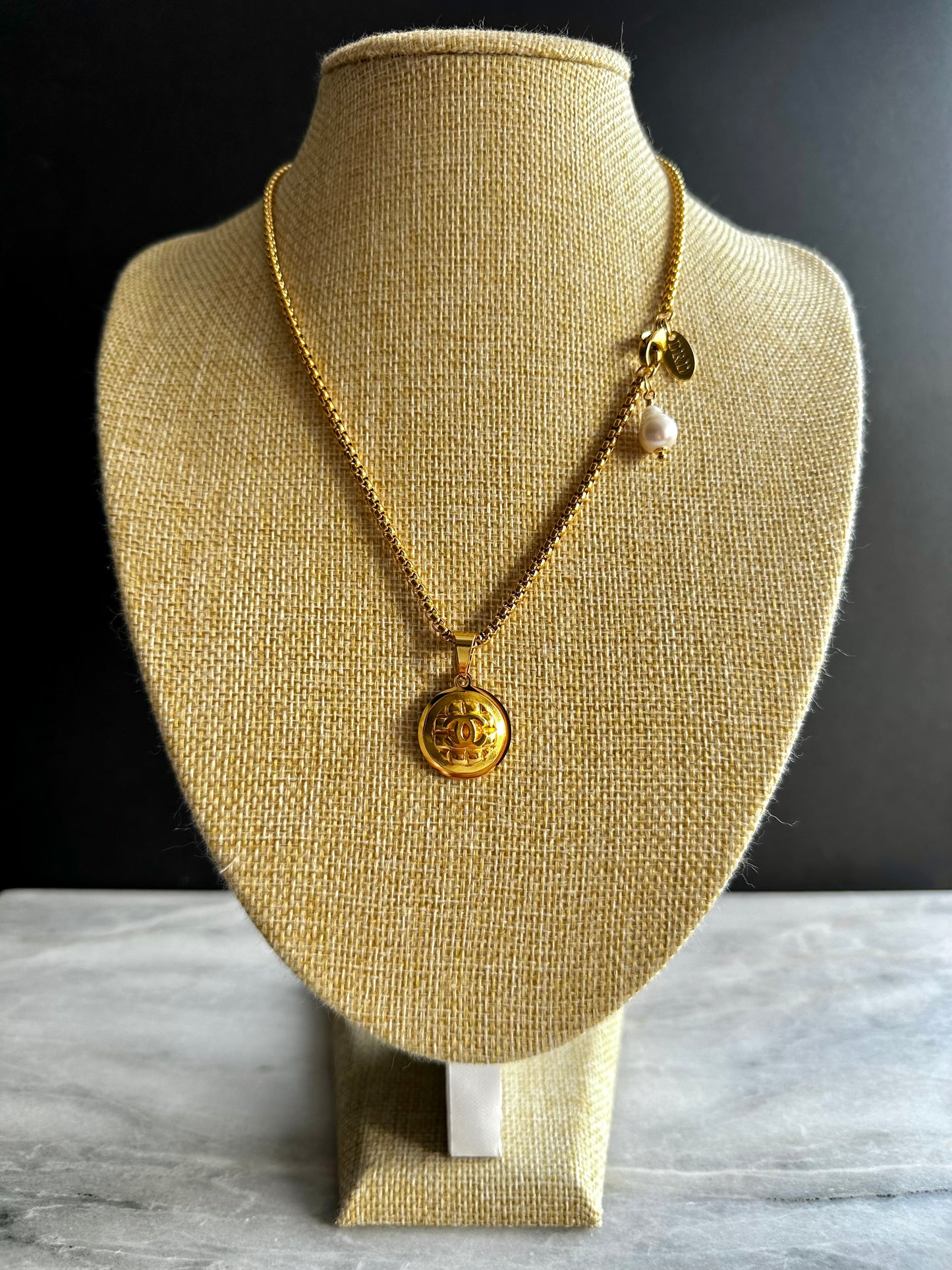 Super rare Vintage Authentic reworked Gold button Necklace