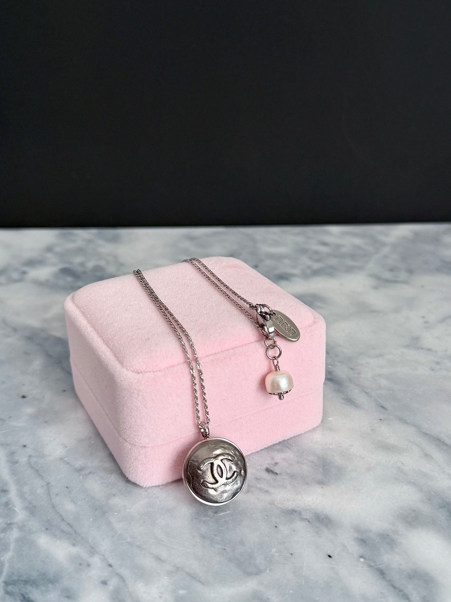 🖤 Reworked Authentic sterling silver button necklace with sterling silver chain