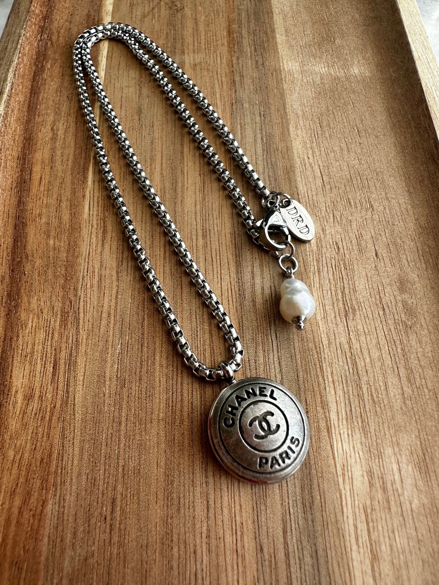 Authentic Reworked ANTIQUE silver Button Necklace