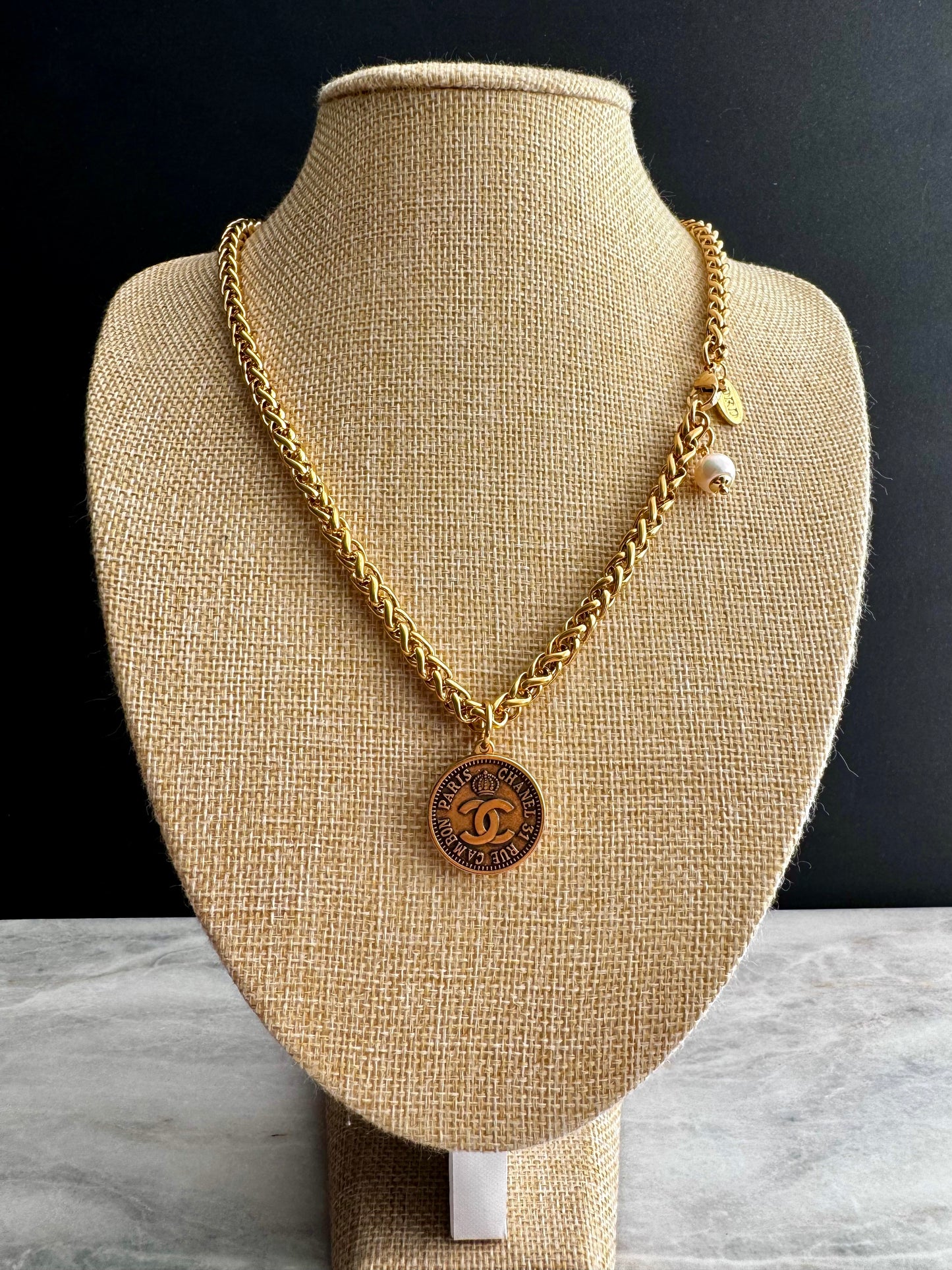 SUPER RARE Vintage Authentic reworked Gold button Necklace