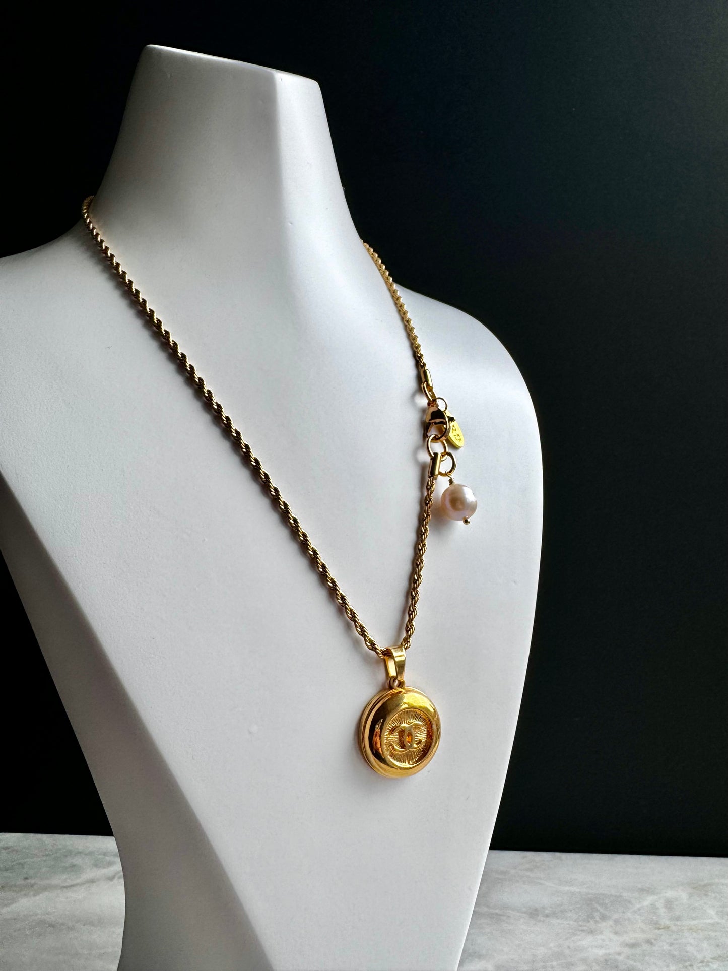 Vintage Authentic reworked Gold button Necklace