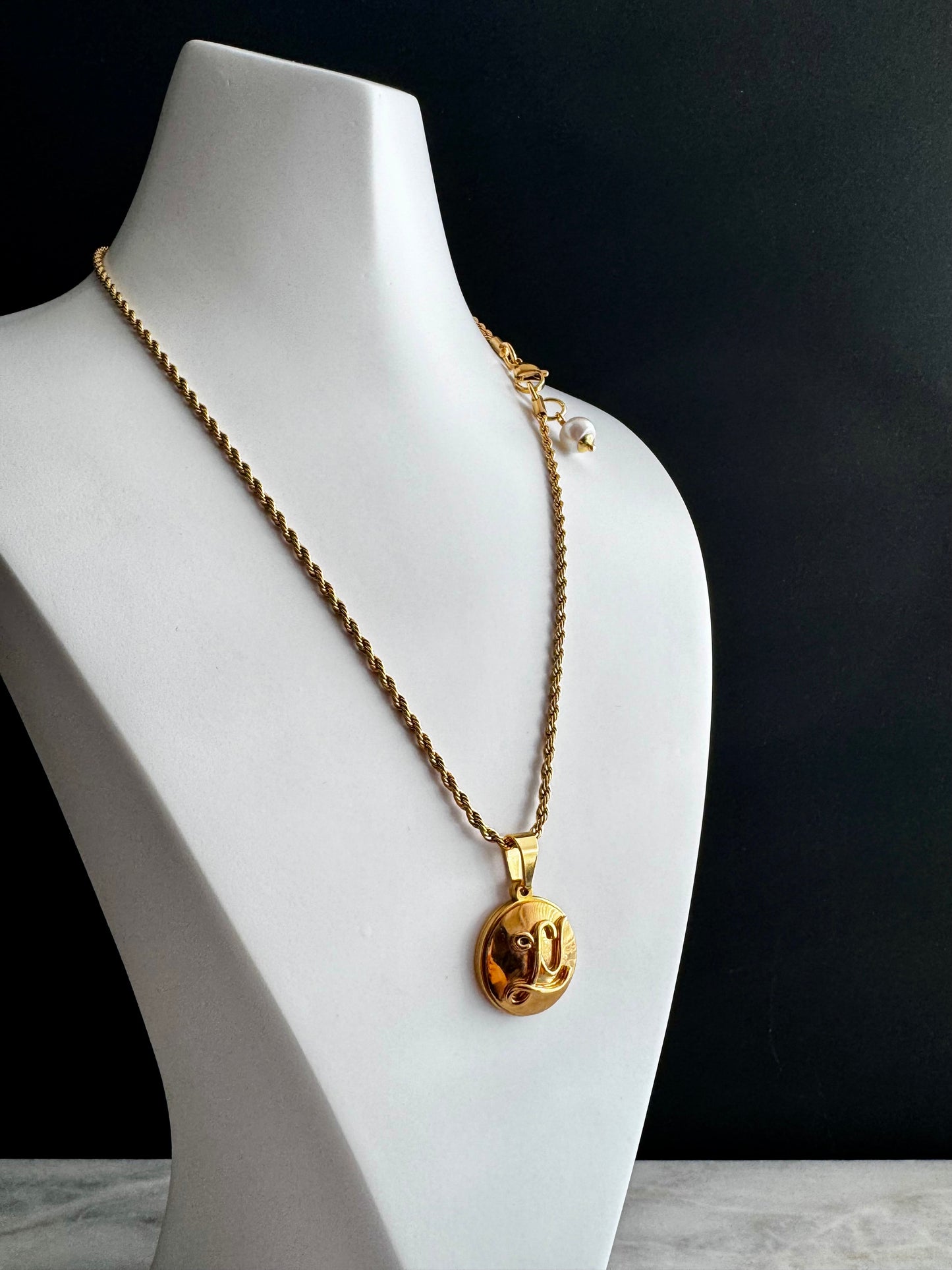 Authentic gold reworked Louis Vuitton button Necklace - VERY rare!