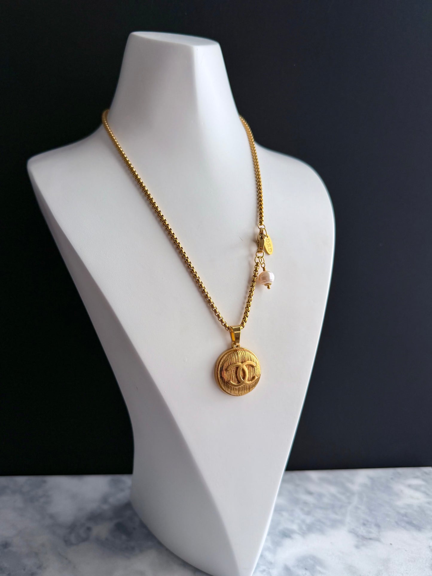 ✨HUGE CC Extremely rare Authentic Reworked gold Button Necklace