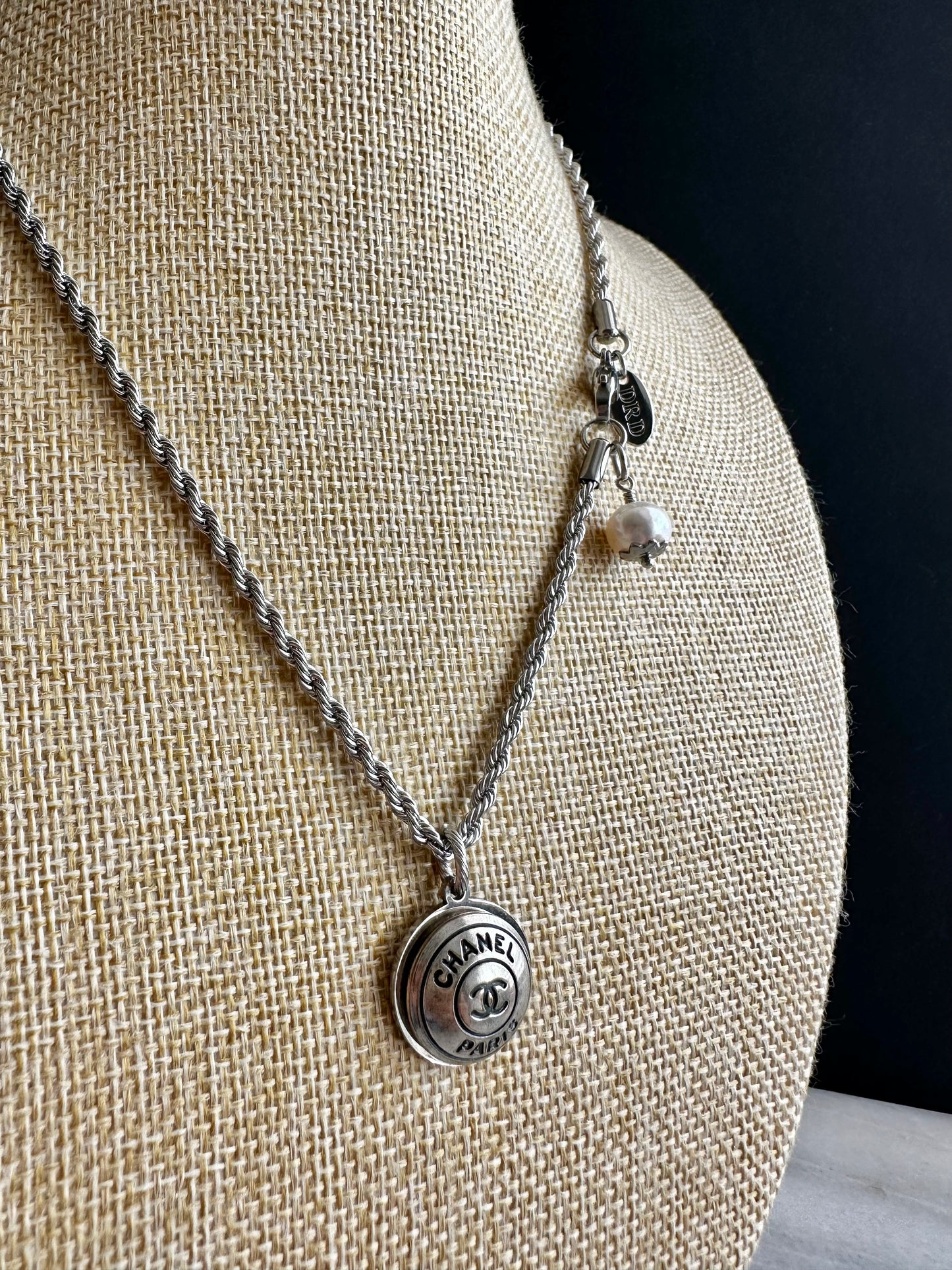 Authentic Reworked silver Button Necklace