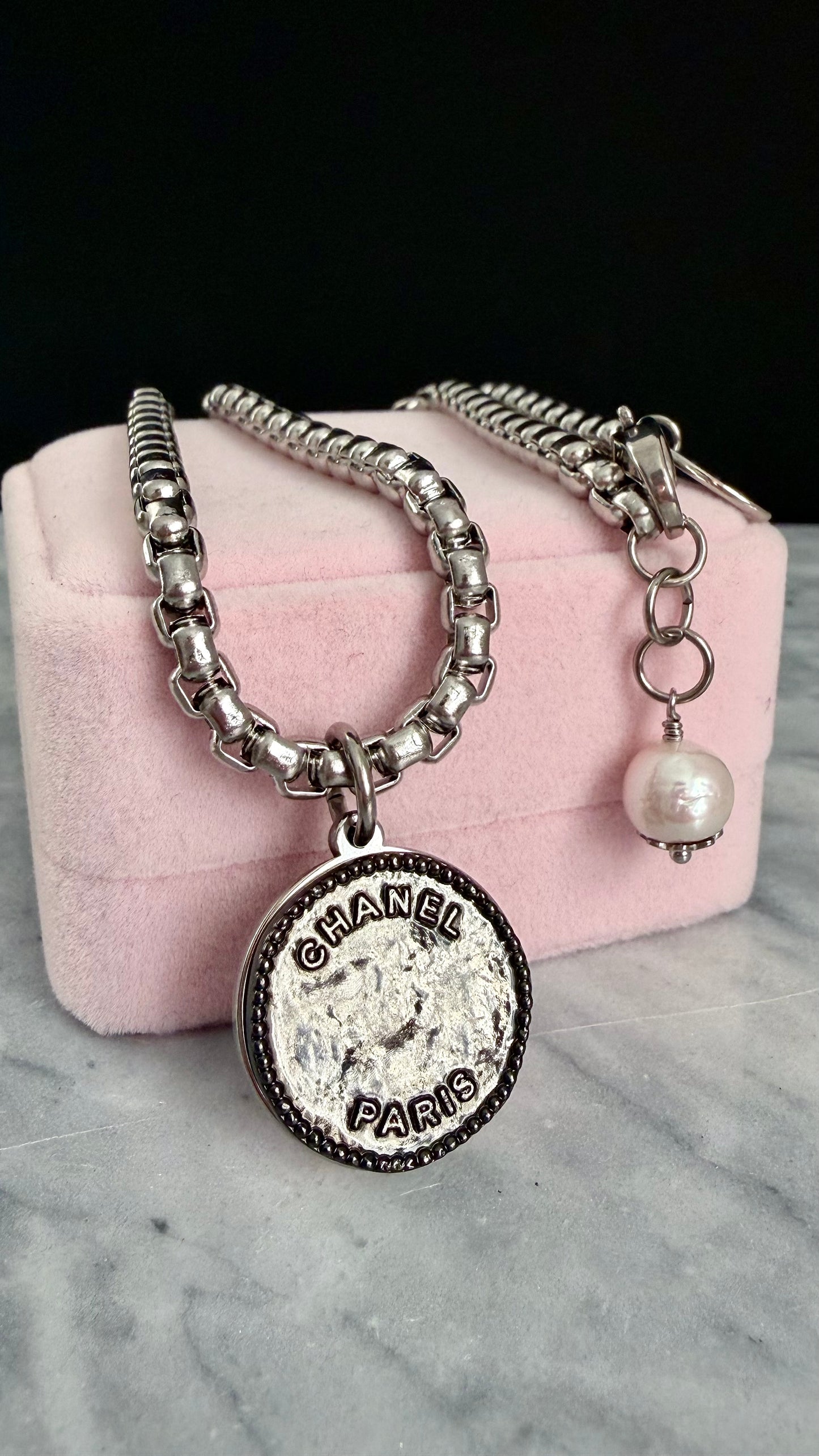 🤍 ONE OF A KIND - Authentic Reworked silver Button Double wrap Necklace