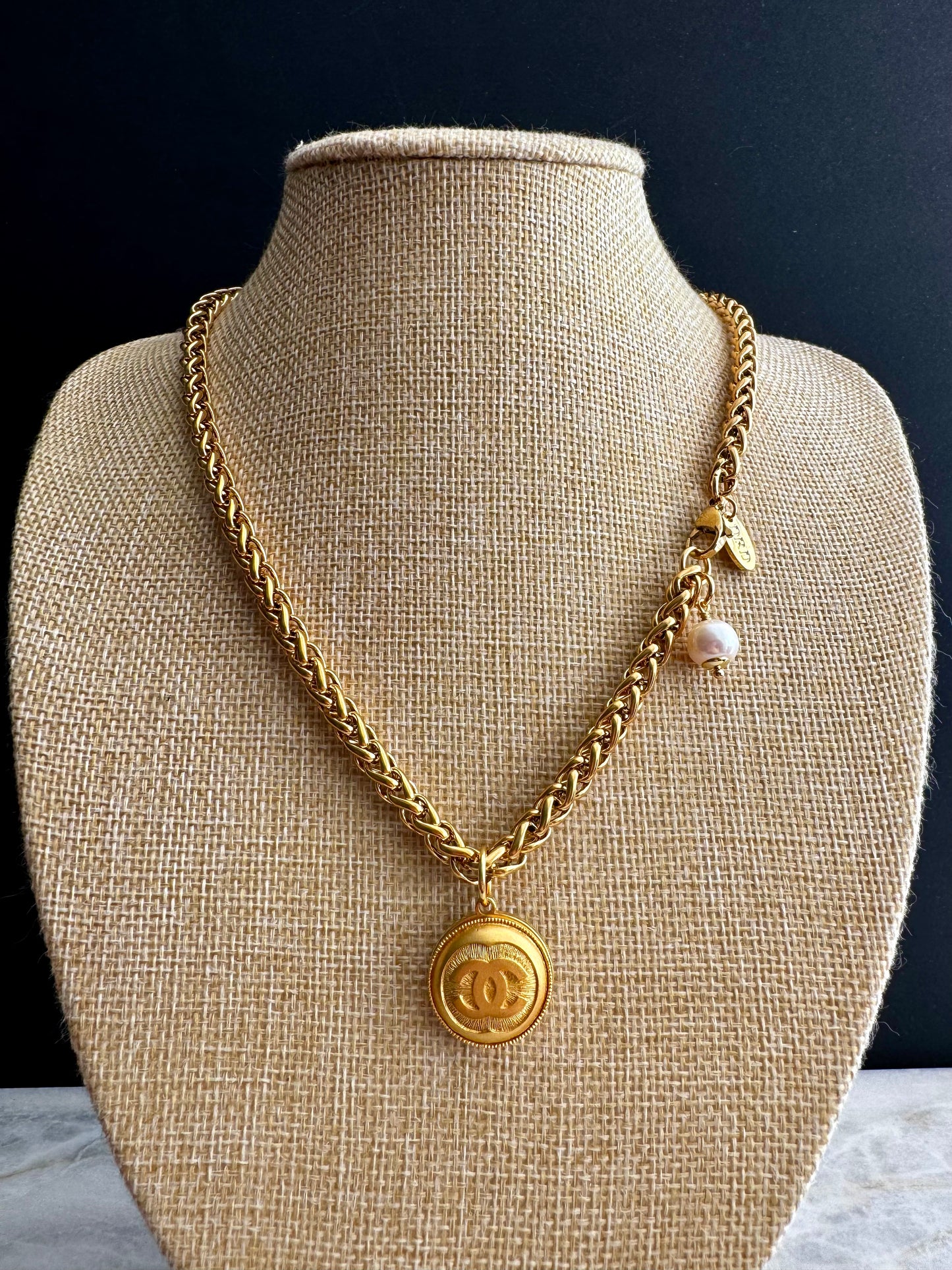 SUPER RARE Vintage Authentic reworked Gold button Necklace