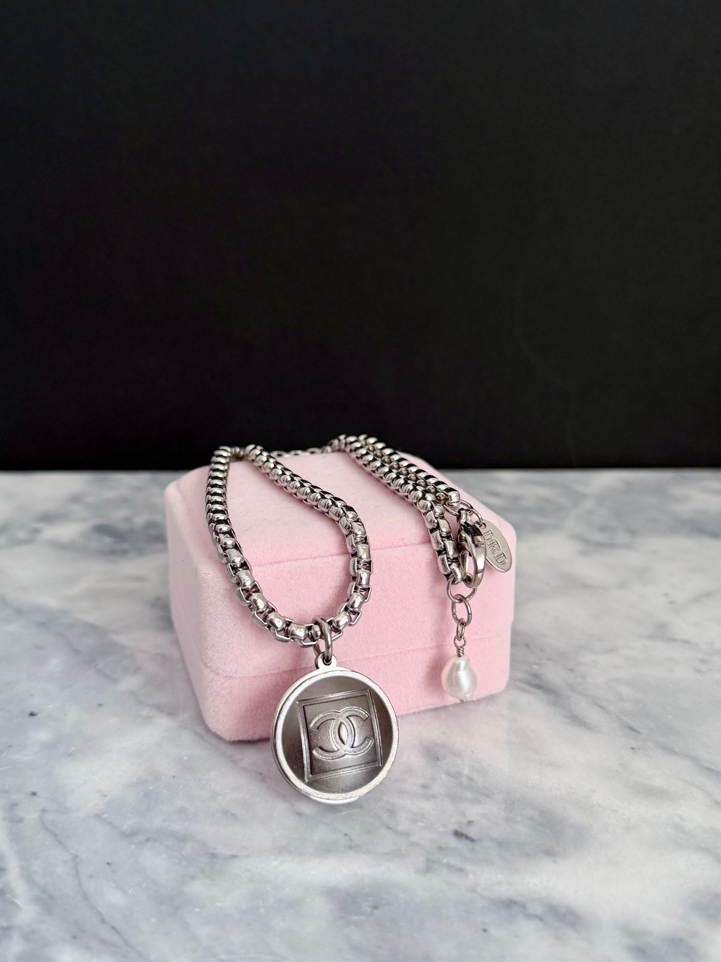 🤍 ONE OF A KIND - Authentic Reworked silver Button Necklace