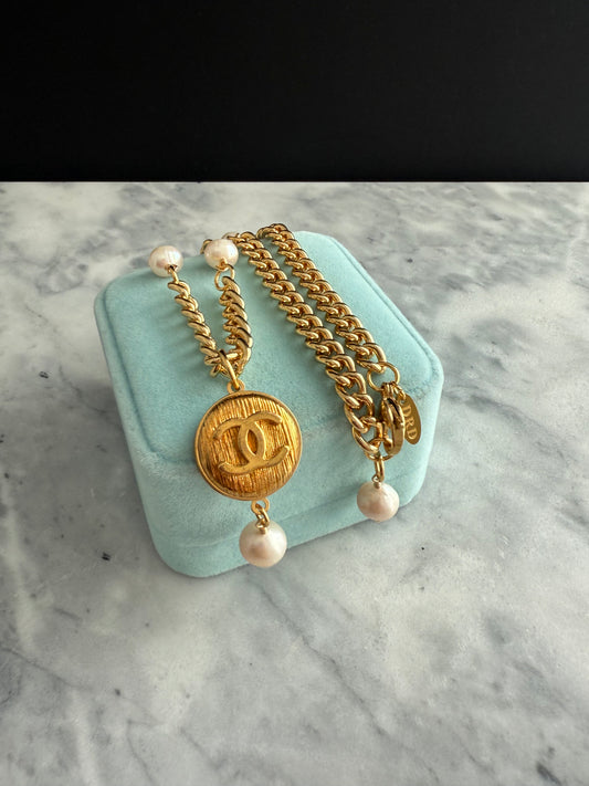 Extremely rare Authentic Reworked gold Button Necklace