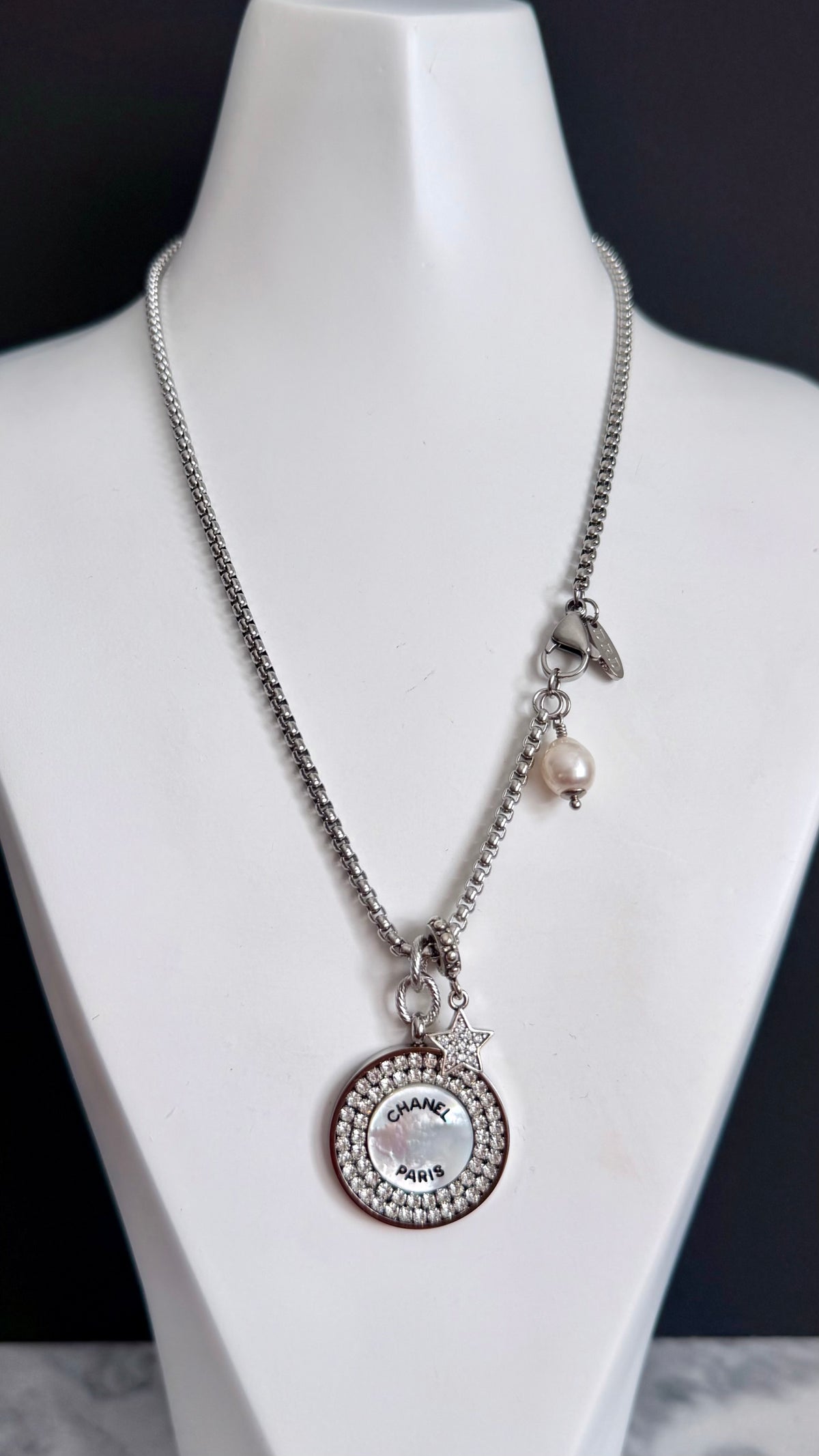 ✨ RARE Large Vintage Authentic reworked silver button Necklace