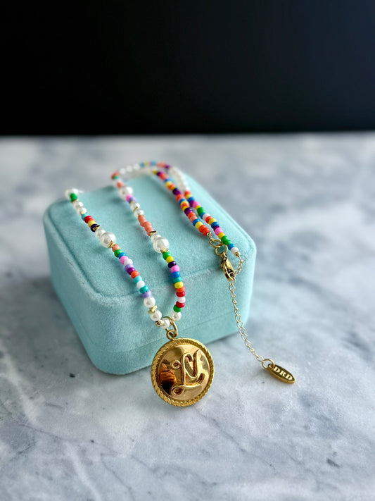 ❤️ Authentic gold reworked Louis Vuitton button beaded Necklace - VERY rare!