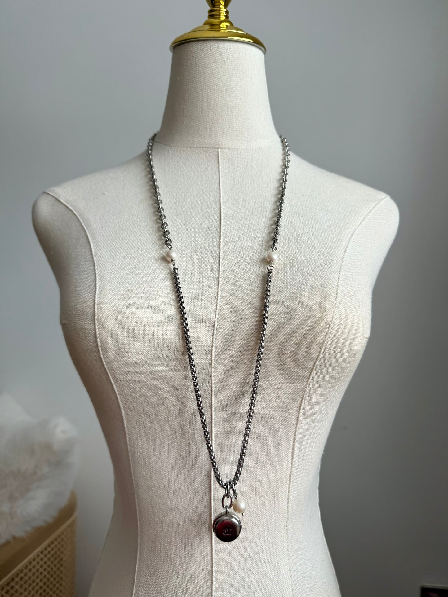 ONE OF A KIND - Authentic Reworked silver Button Necklace - read description